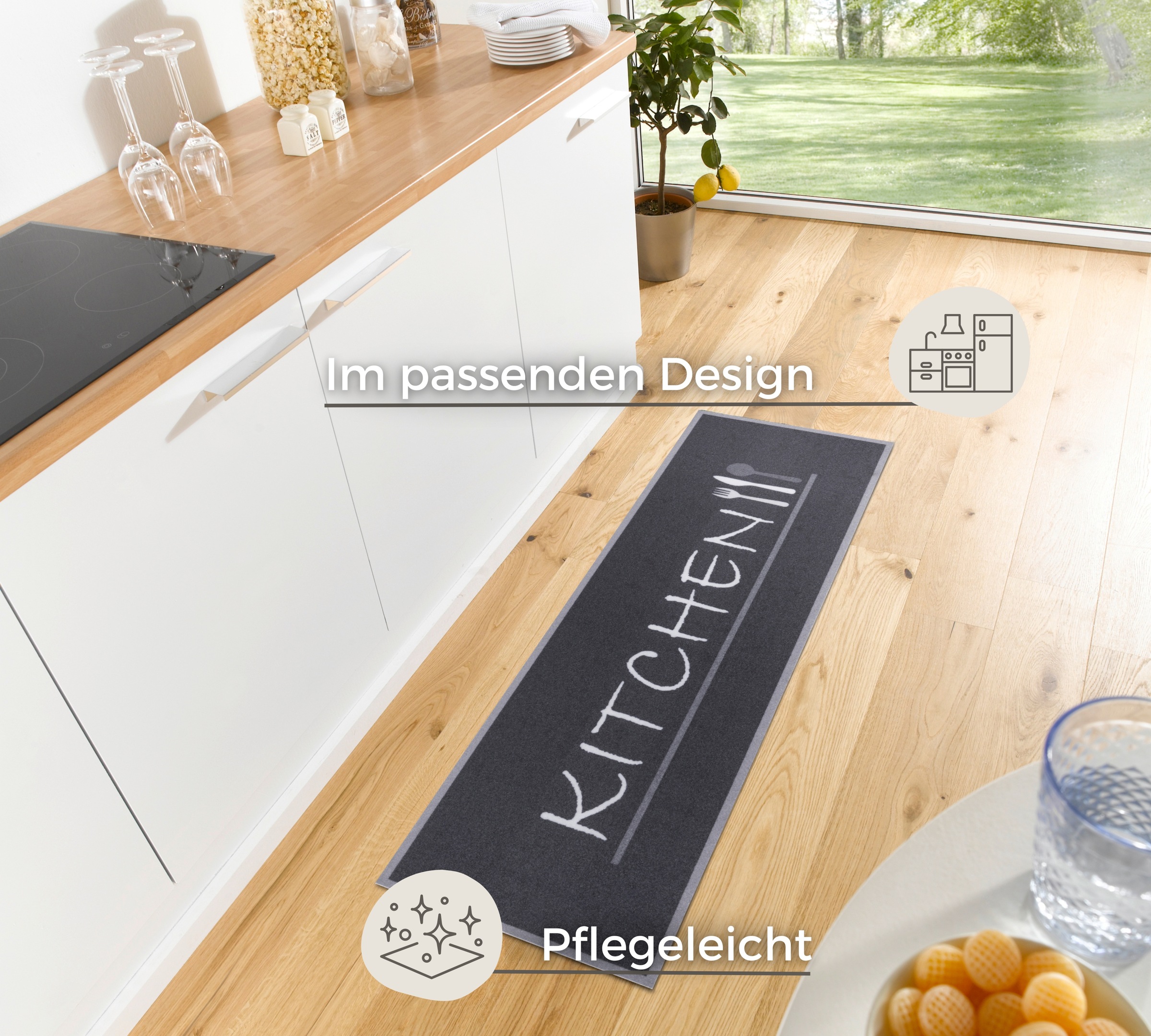 Thumbnail - HANSE Home Küchenläufer "Kitchen Cutlery", rechteckig, 3 mm Höhe, Läufer, Rutschfest, Küchenteppich, Küche, Teppich, Pfl...