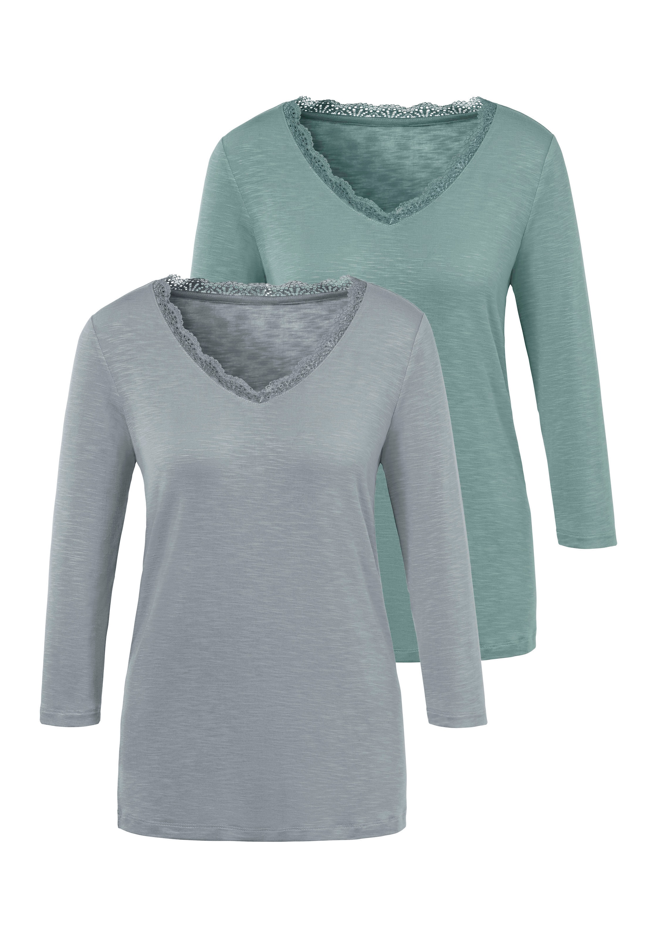 LASCANA 3/4-Arm-Shirt, mit zarter Spitze am Ausschnitt kaufen