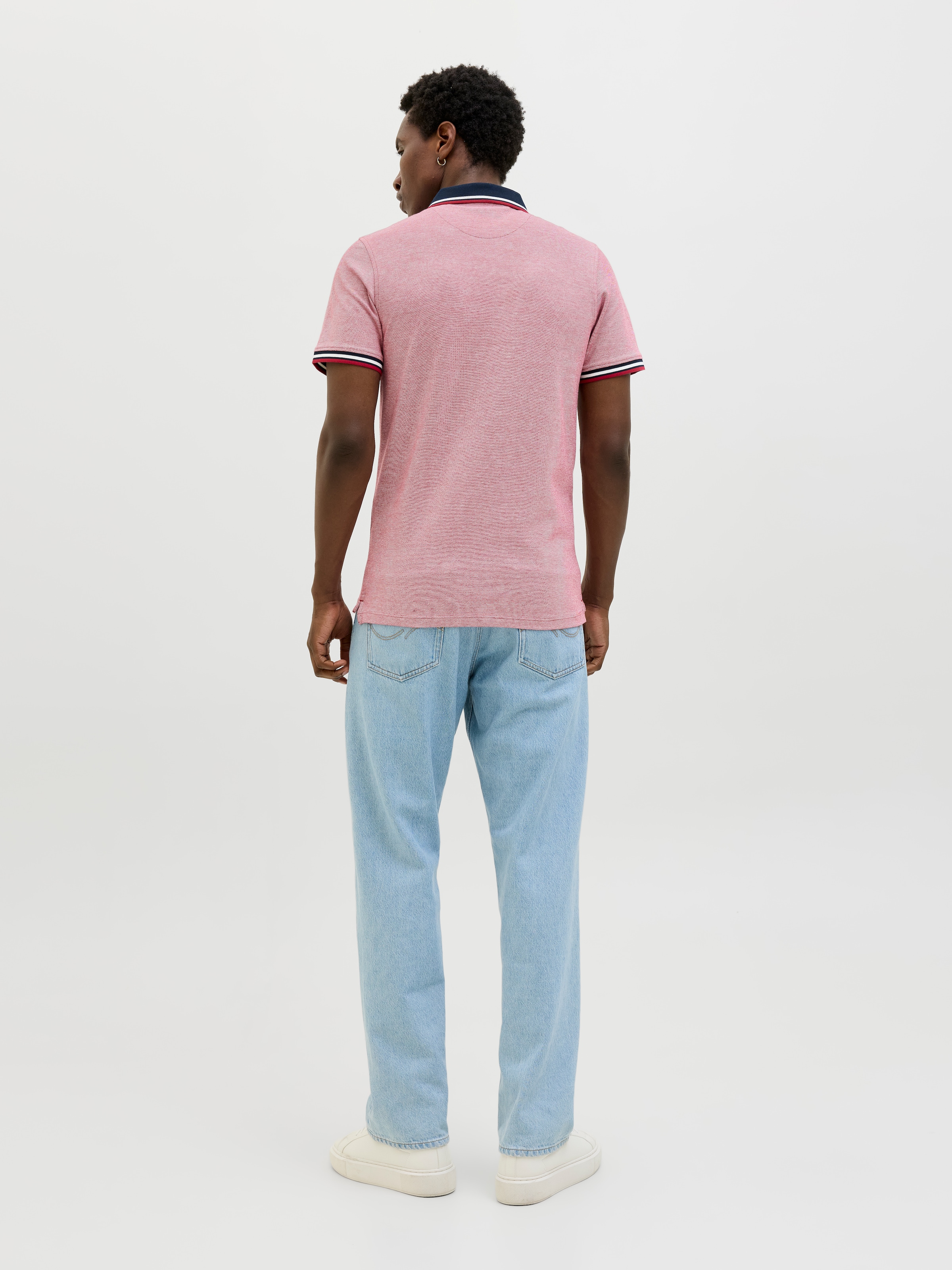 Jack & Jones Poloshirt »JJEPAULOS im Doppelpack mit Logostickerei und Komfort« Packung, 2er-Pack, 2 Stk. unifarben mit Farbeinsatz, modisch, schmal, Baumwolle, Polokragen