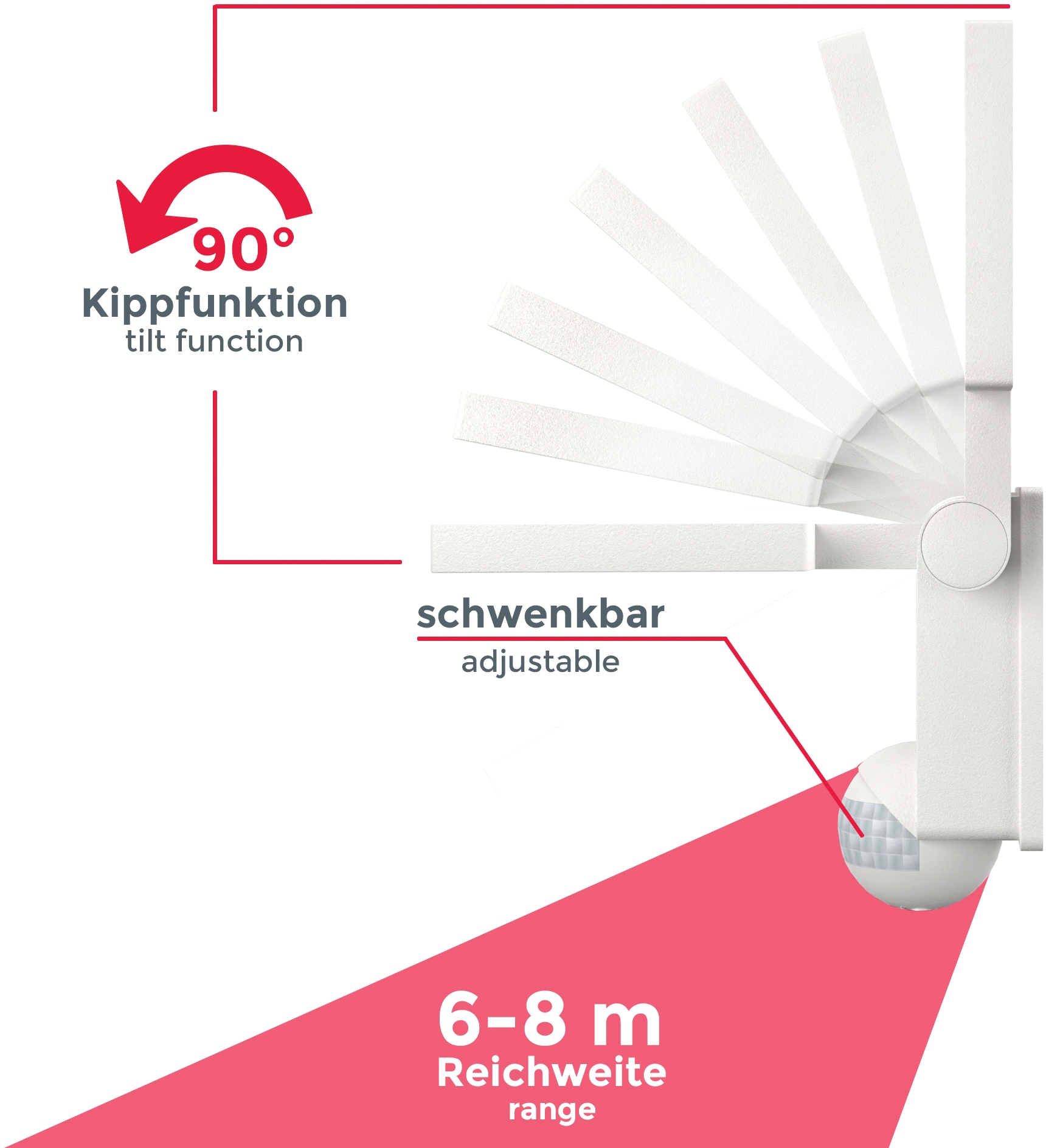 B.K.Licht LED Außen-Wandleuchte mit Bewegungssensor, inkl. LED-Platine, 20 Watt, 2.000lm, 4.000K, Sensor-Reichweite ca. 6-8 Meter, schwenkbar