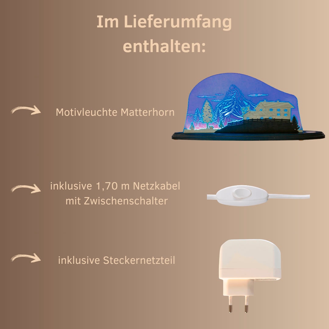 Weigla LED Dekolicht »Matterhorn, Holz & Acrylglas, BLAU-GRAU-WEIẞ«, Leuchtmittel LED-Modul | LED wechselbar, Erzgebirge garantiert, Dekolampe für Innen, Dekoleuchte