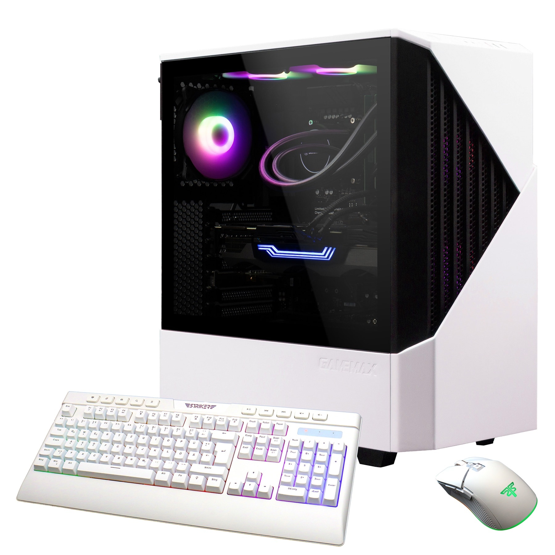GAMEMAX Gaming-PC "Horizon 7986 AMD Ryzen 5 9600X 16GB DDR5 1TB SSD RX 9070", weiß (weiß, schwarz), Microsoft Windows 11 Home (64 Bit), 16 GB RAM 1.00