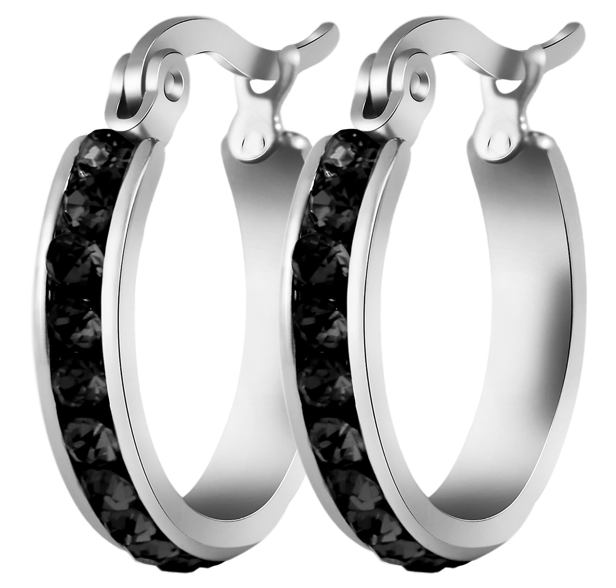 Adelia´s Paar Creolen "Ohrringe – Creole aus Edelstahl mit Strass Steinchen" Ideal als Geschenk – dezent und elegant
