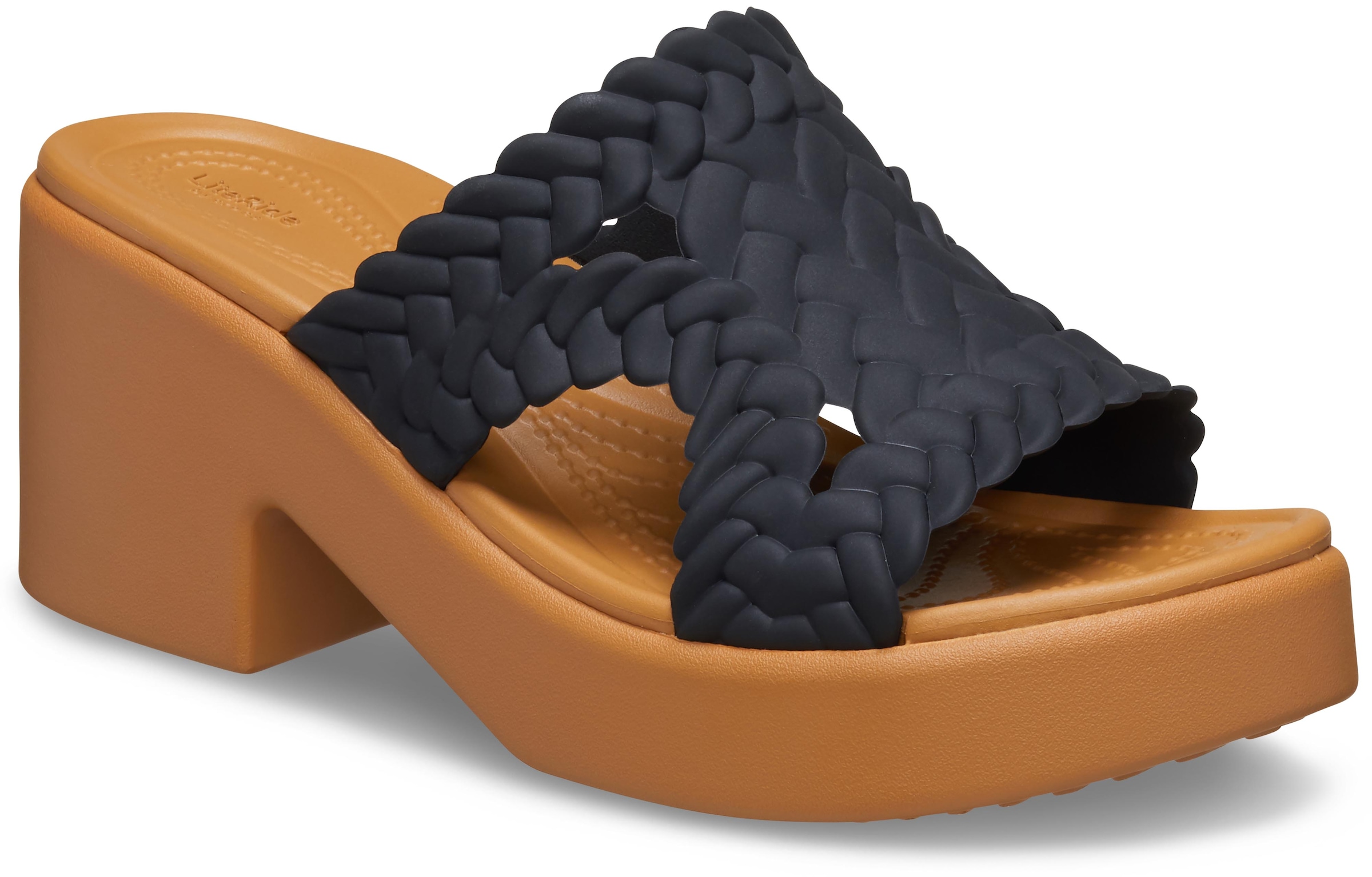 Crocs Pantolette »Brooklyn Woven Slide Heel«, Sandale, Sommerschuh mit modischem Blockabsatz