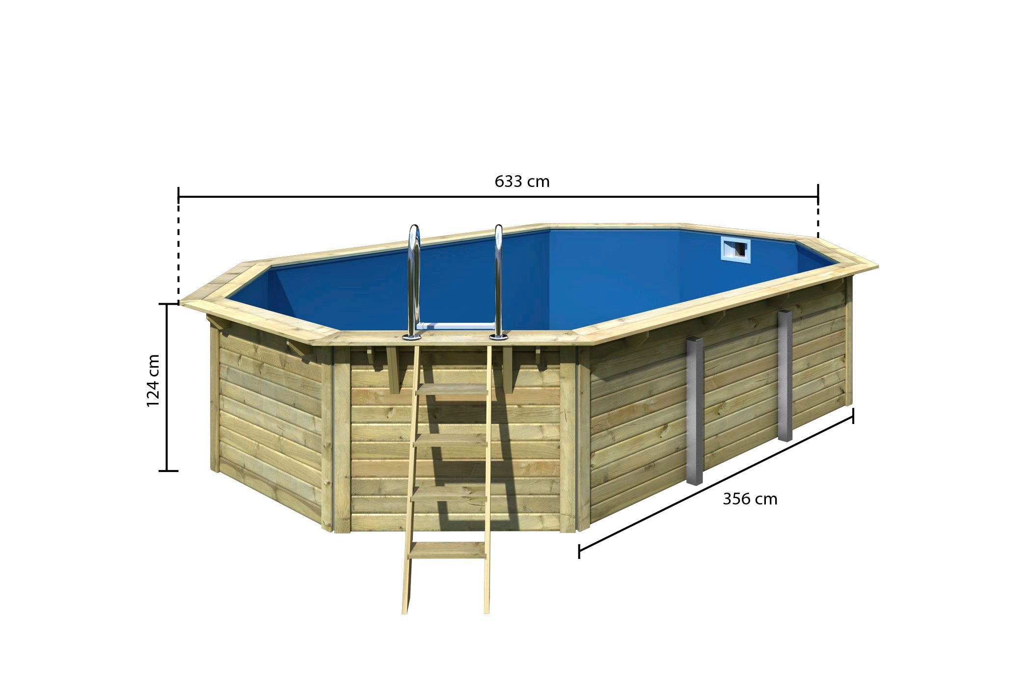 Karibu Achteckpool »MADRID V4«, (Set, 5 tlg.), BxLxH: 611x400x124 cm