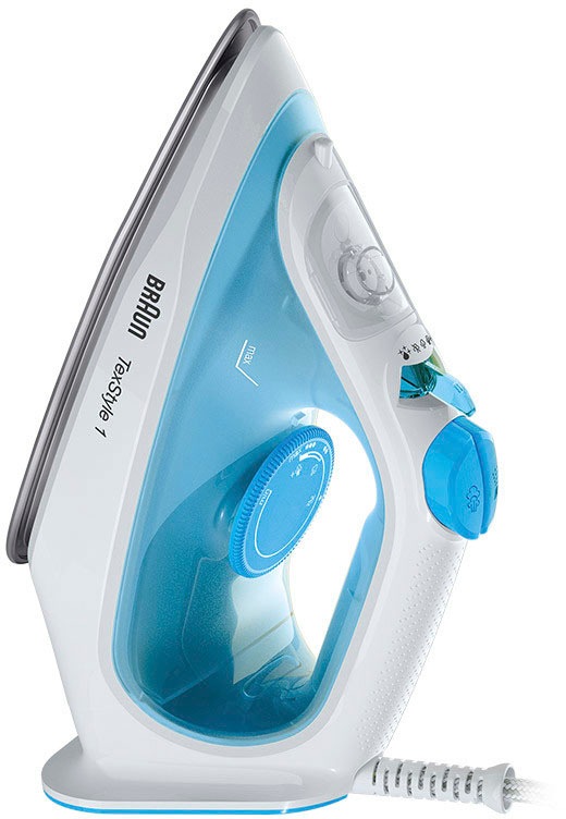 Braun Dampfbügeleisen »TexStyle 1 SI 1050 BL«, 2000 W, mit SuperCeramic Bügelsohle, 2000 Watt, Blau