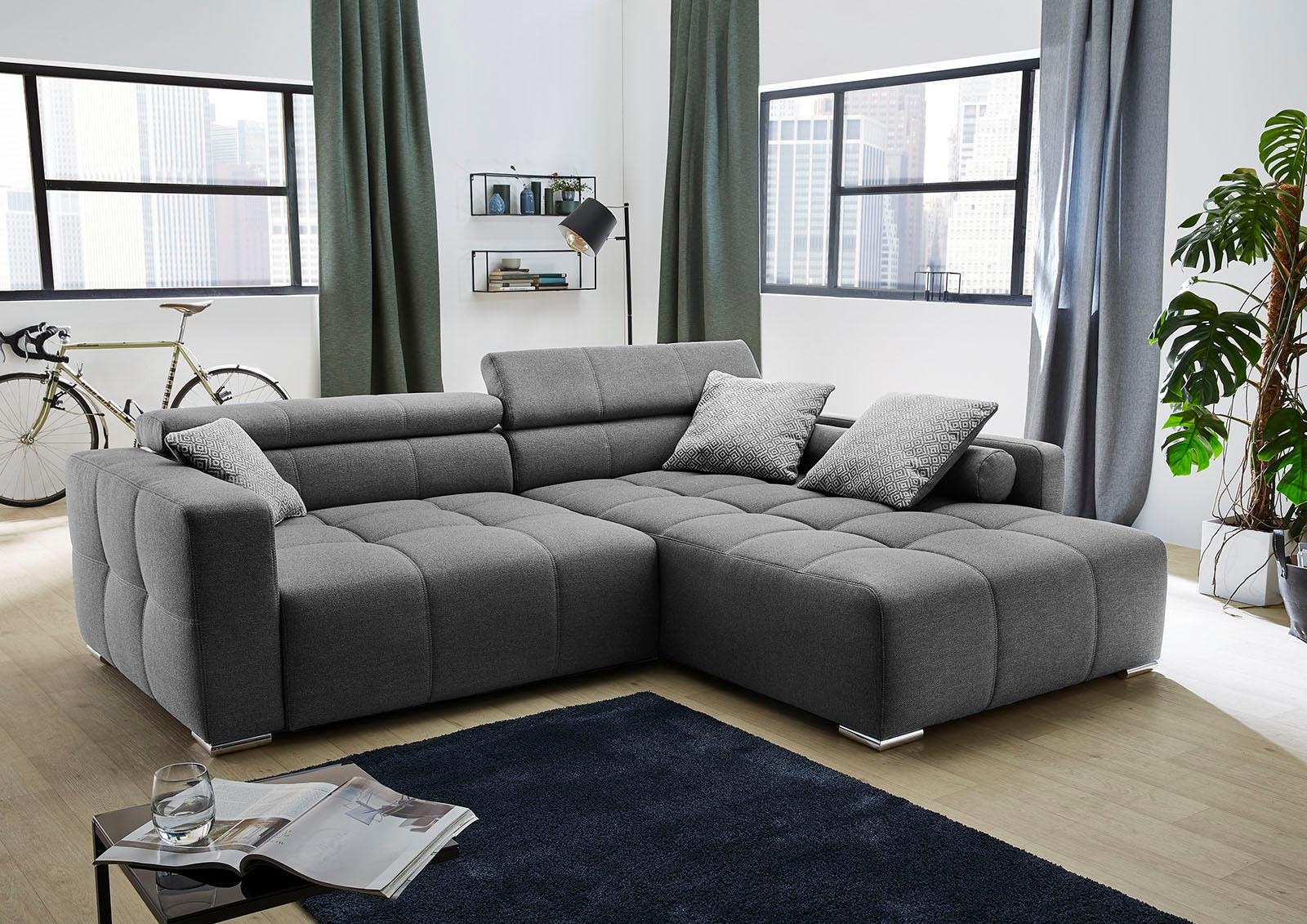 Thumbnail - Jockenhöfer Gruppe Ecksofa "Salerno L-Form" im Big-Sofa-Style, mit Kopf- bzw. Rückenteilverstellung und Zierkissen
