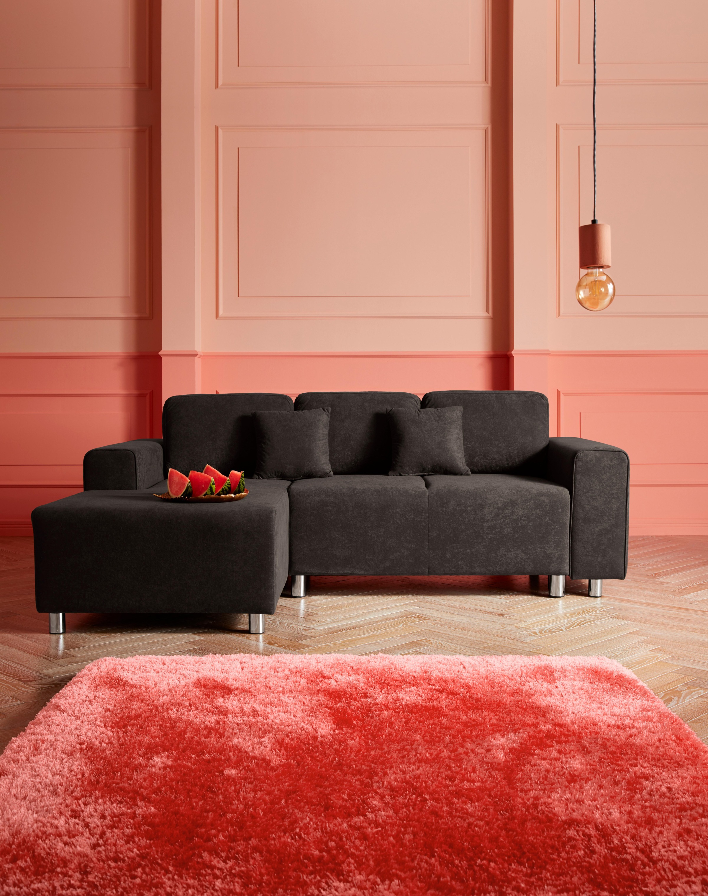 Home affaire Ecksofa »Györ« L-Form, wahlweise mit Bettfunktion und Bettkasten incl. 2 Zierkissen