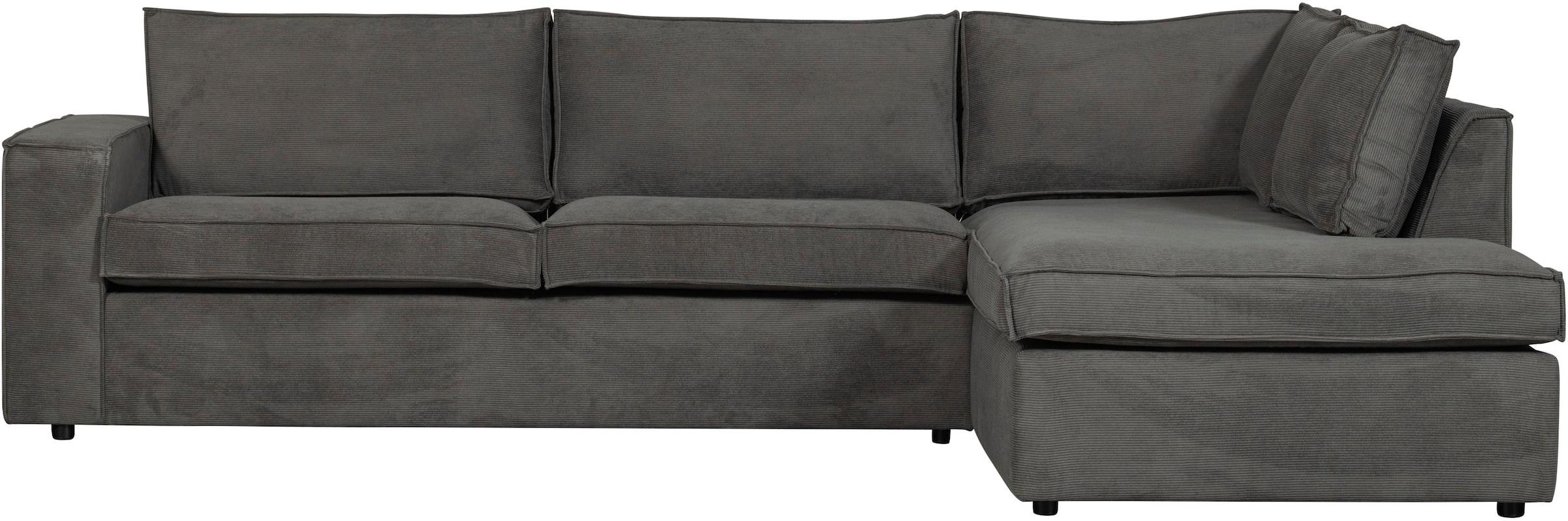 WOOOD Ecksofa "Thomas Rechts Bezug mit Steppnaht, H 92 x B 283 x D 197 cm" Ripsstoff, Sehr hohe Verschleißfestigkeit, Kunststoffbeine