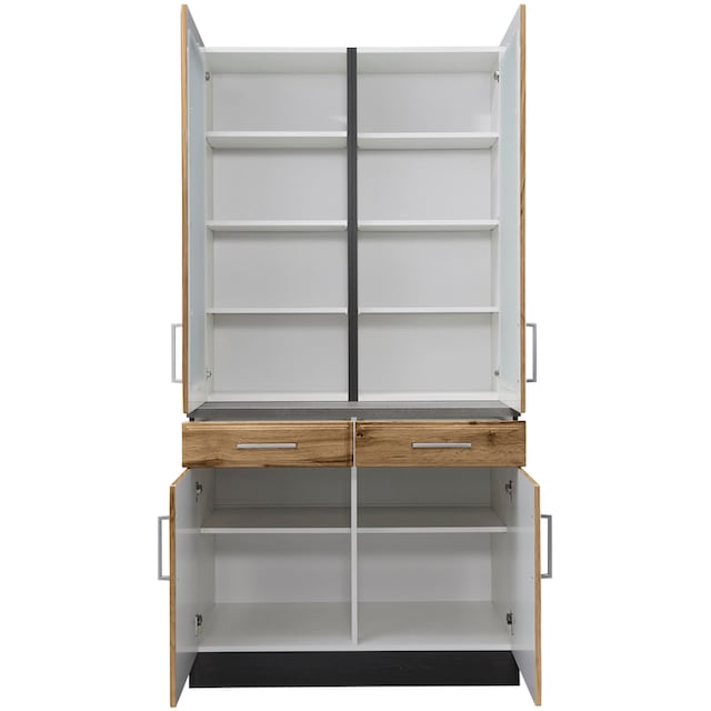 HELD MÖBEL Küchenbuffet »Stockholm, Breite 100 cm«, hochwertige MDF-Fronten,  2 Glasrahmentüren, 200 cm hoch, viel Stauraum bestellen | BAUR