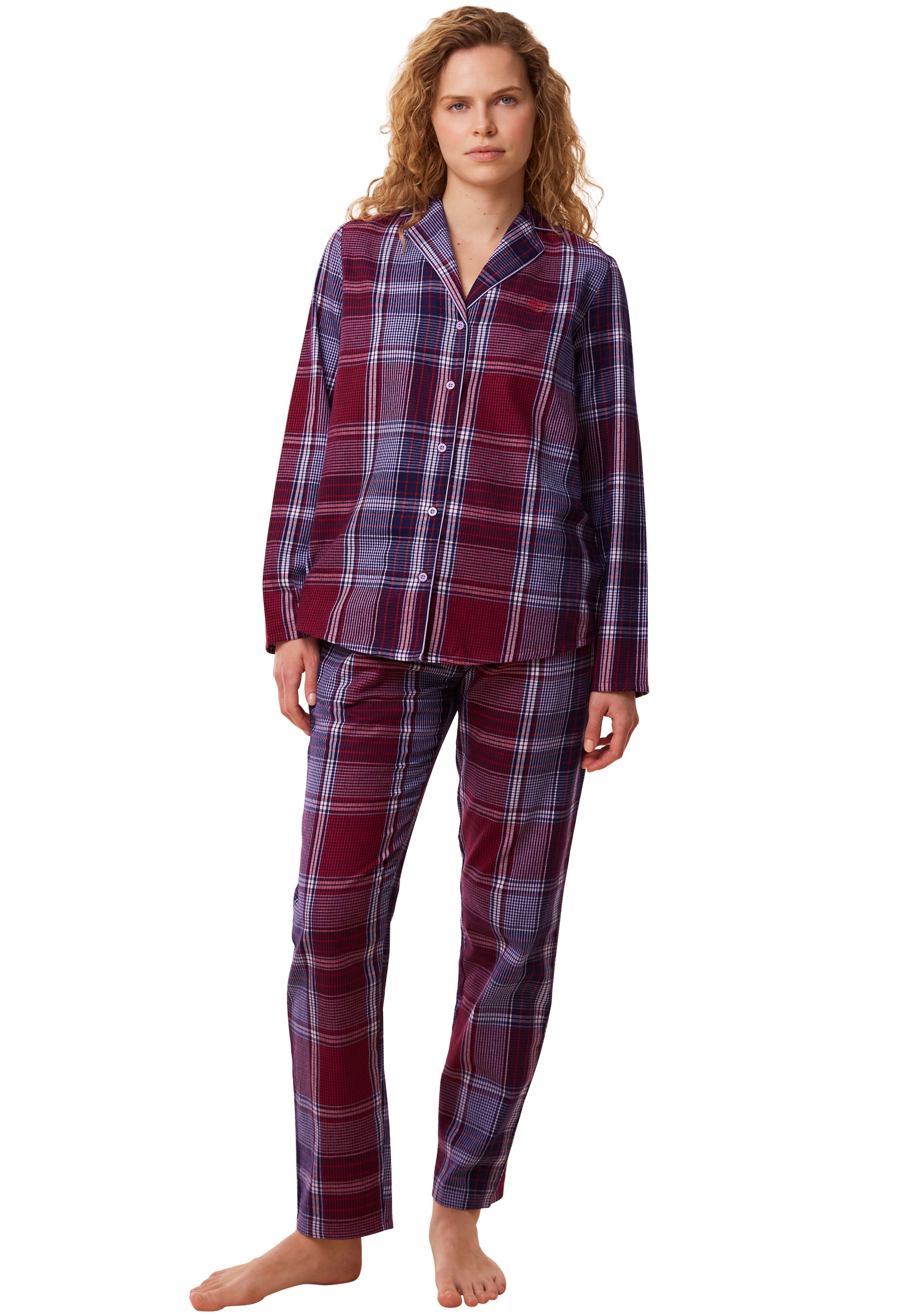 Schlafanzug »Boyfriend PW X Checks«, (Set, 2 tlg.), Pyjama mit seitlichen Taschen