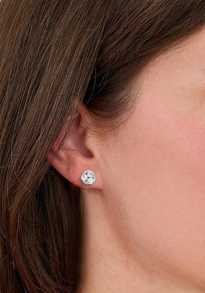 Paar Ohrstecker AMOR "Knoten", bunt (silberfarben, weiß, kristallweiß), Ohrringe, Damen, 8mm, Silber 925 (Sterlingsilber), mit Zirkonia (synth.) 4
