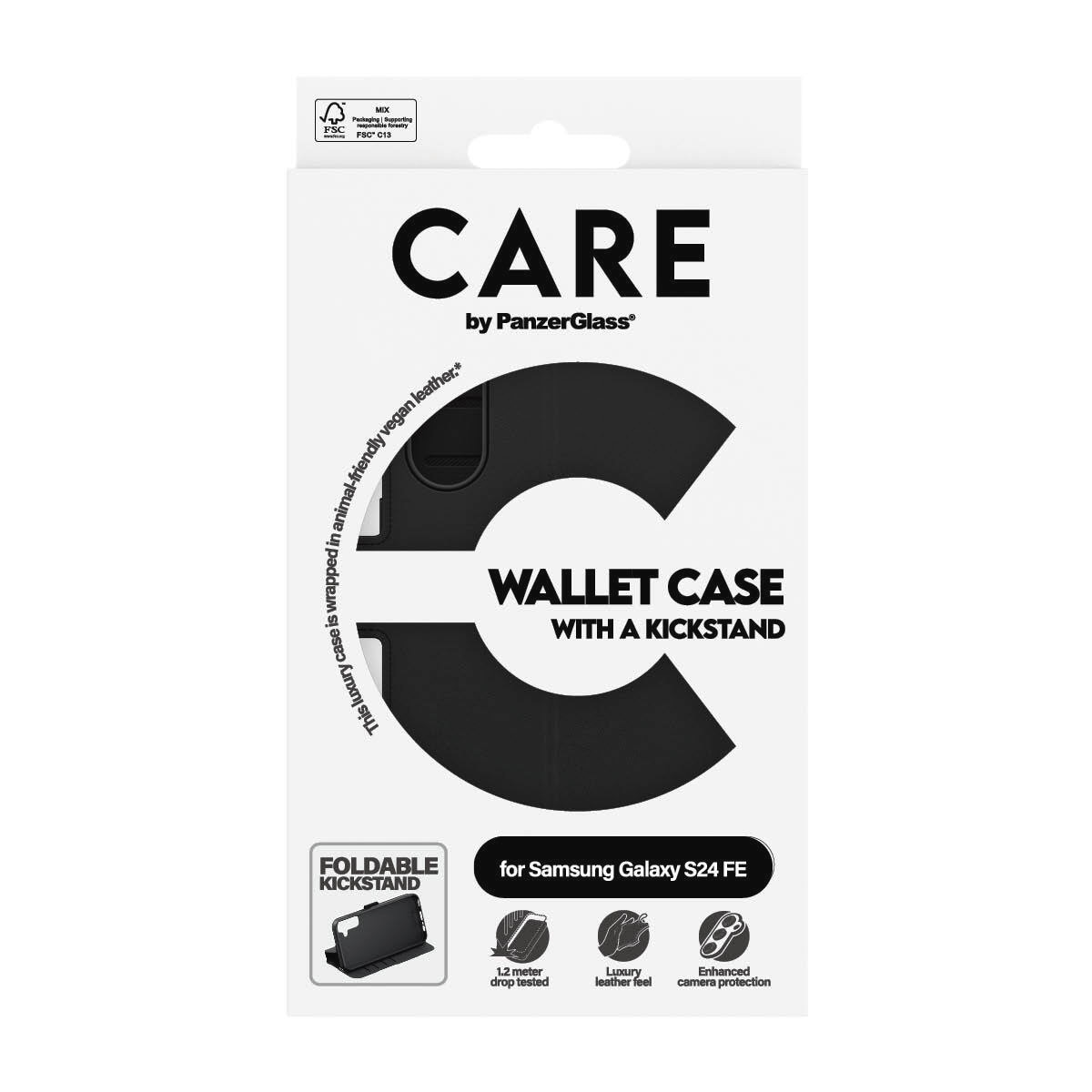 CARE by PanzerGlass Handyhülle »Wallet Case with Kickstand für Samsung Galaxy S24 FE«, Backcover, Schutzhülle, Handyschutzhülle, Case, Schutzcase, stoßfest