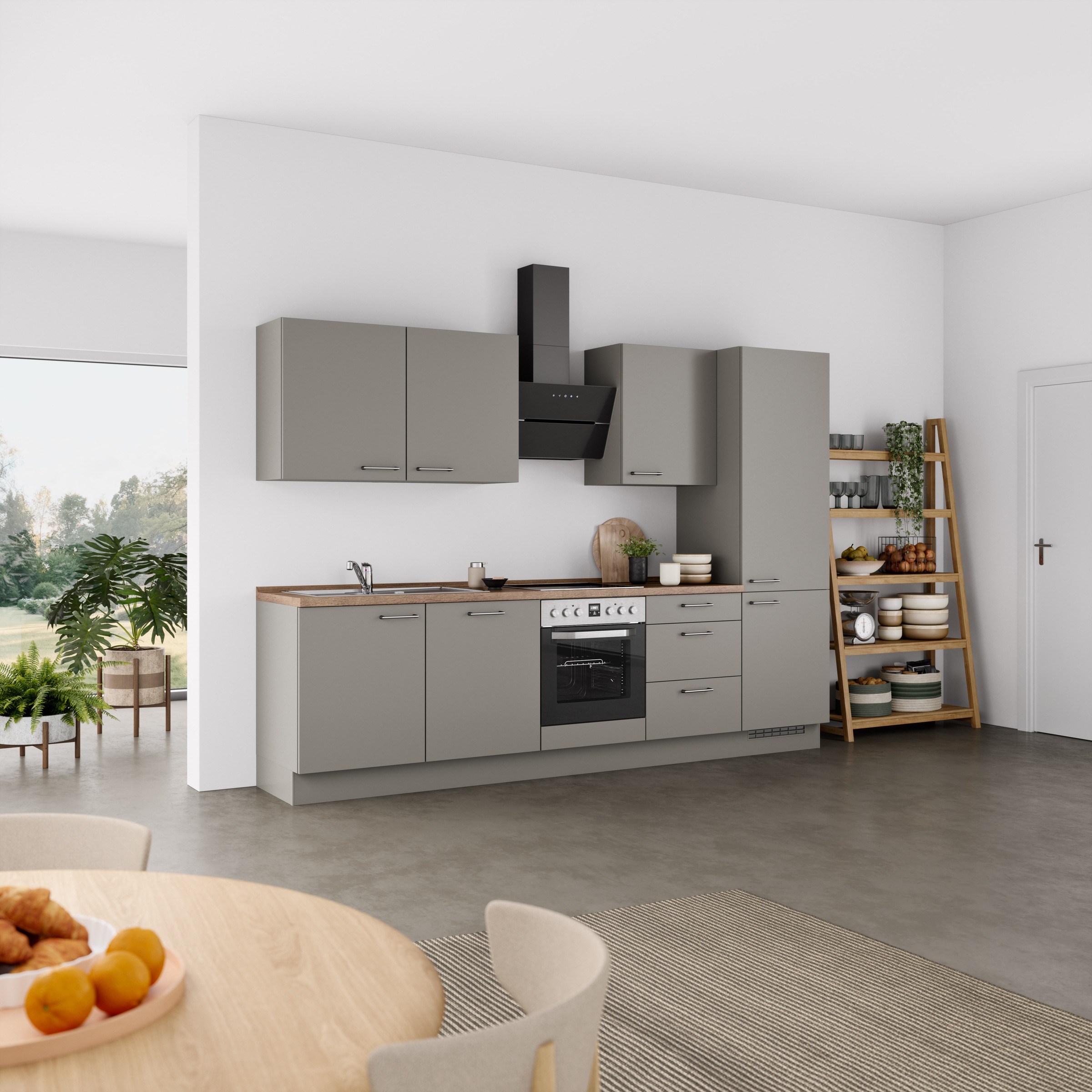 nobilia® Küchenzeile »"Laser II"«, vormontiert, Ausrichtung wählbar, Breite 300 cm, wahlw. mit E-Geräten