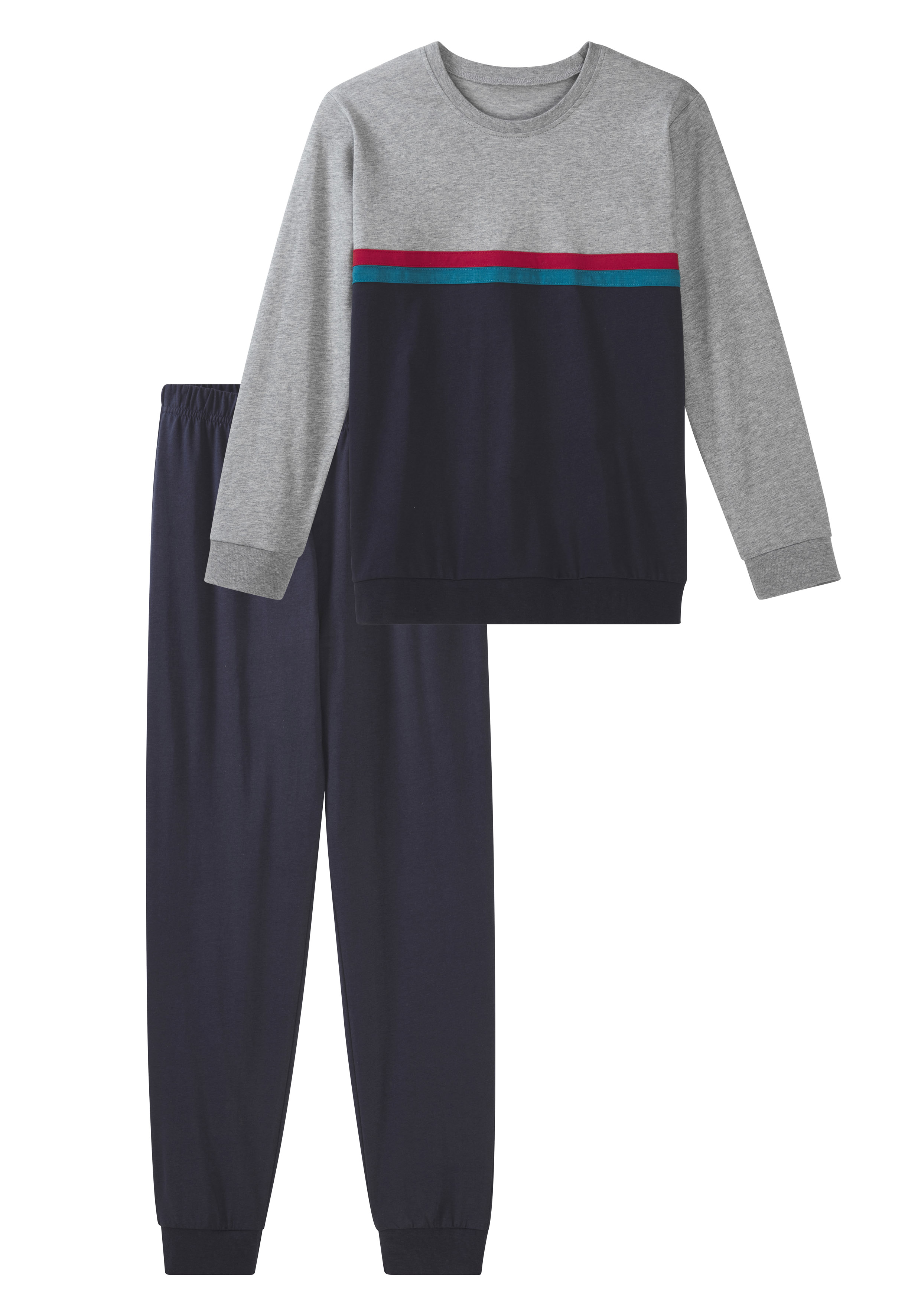 le jogger Pyjama "Schlafanzug" 1 Stück, 2 aus Baumwolle, meliertes Design, mit Bündchen