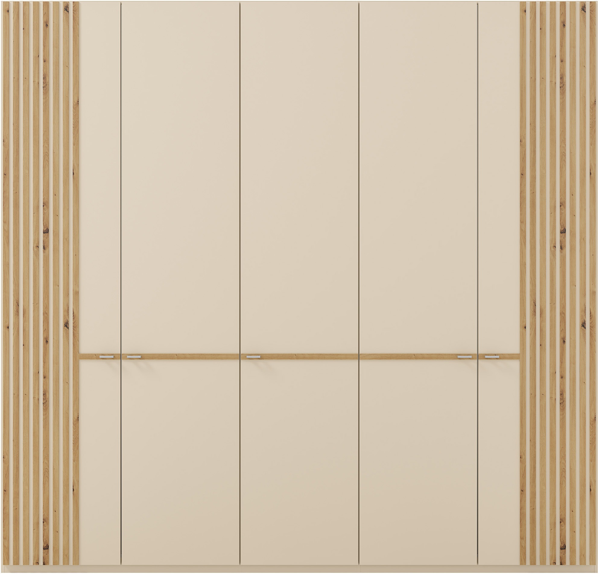 Thumbnail - Musterring Drehtürenschrank "Isabelle", Lamellen in Eiche, Griffe in silber, verschiedene Größen und Farben