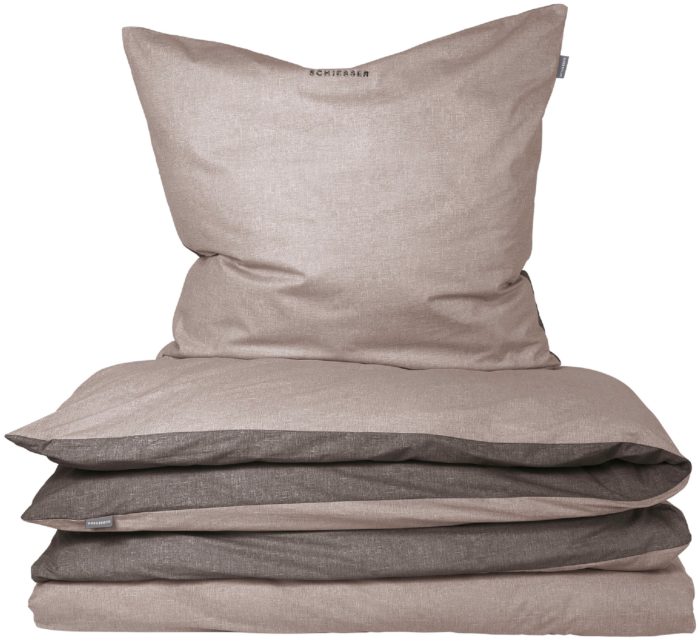 Schiesser Wendebettwäsche "Doubleface aus weicher Baumwolle mit edlem Melan günstig online kaufen