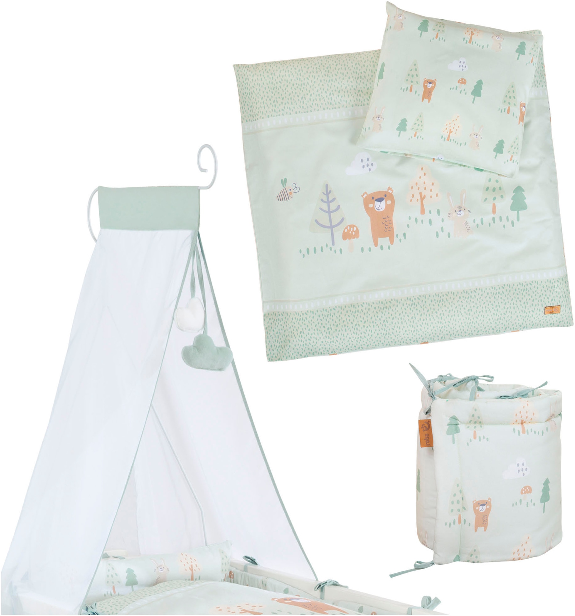 roba® Stubenbett »Woodland Buddies, Komplettwiegenset«, mit Komplettausstattung