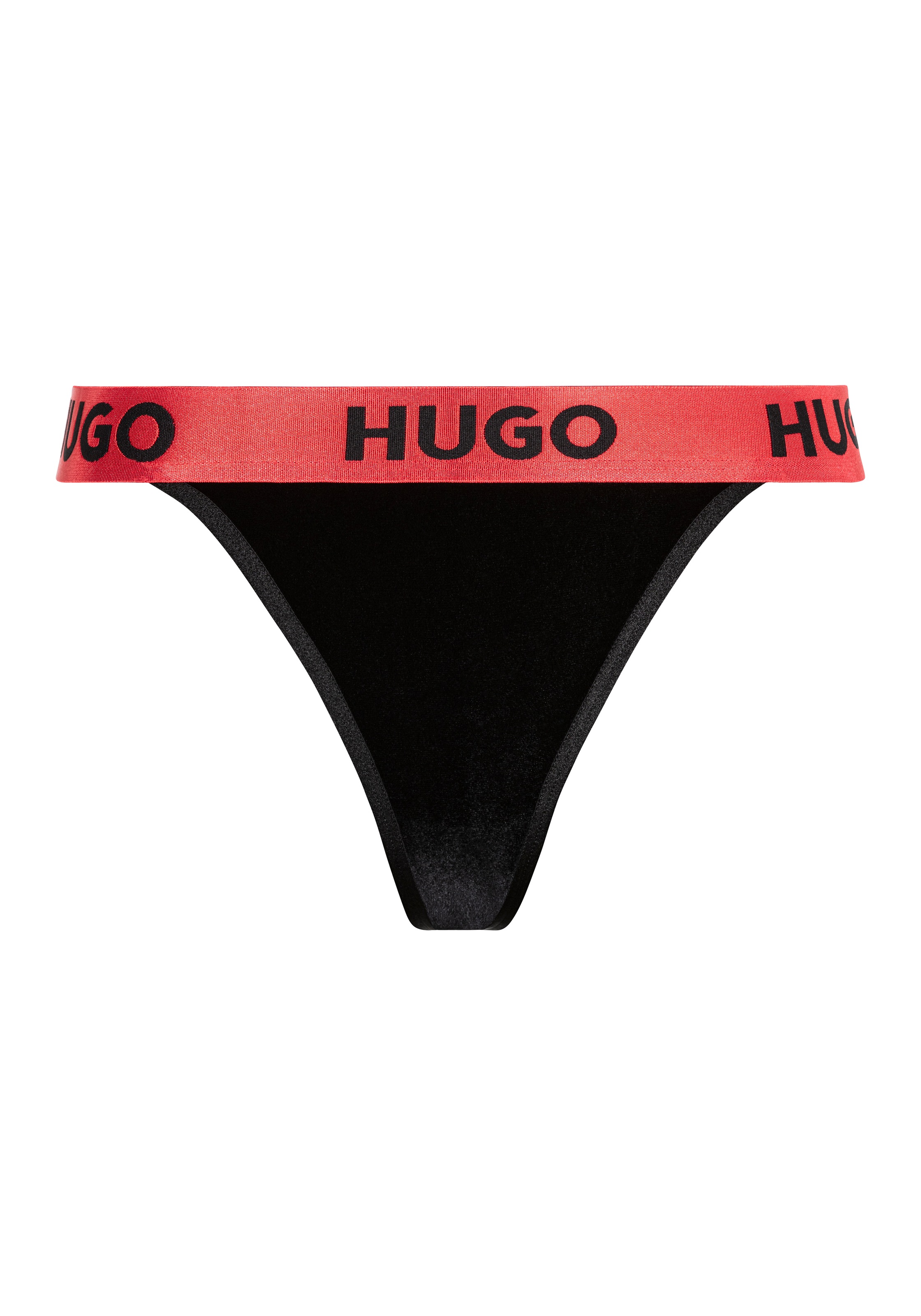 HUGO Underwear String "S. VELVET 10", mit kontrastfarbenen Logobund