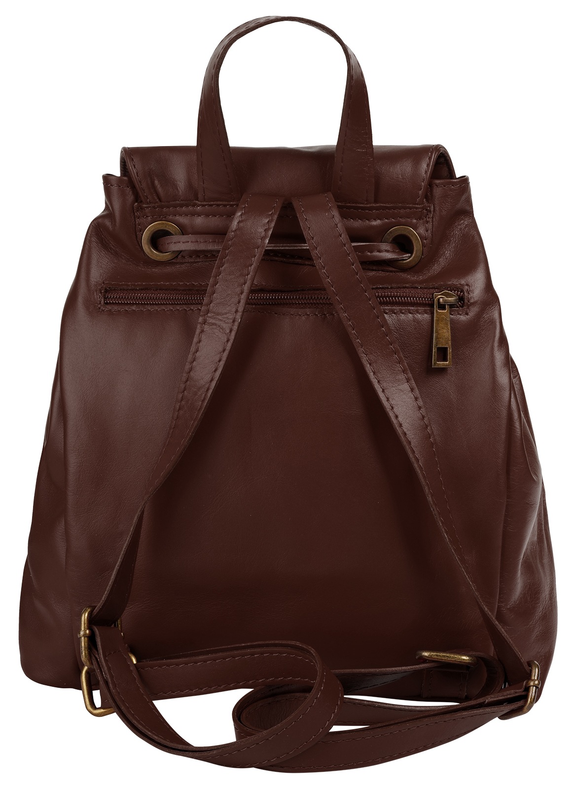 Cityrucksack SAMANTHA LOOK, Damen, Gr. B/H/T: 24cm x 27cm x 11cm, onesize, braun, Leder, Rindsleder, beschichtet, leicht glänzend, Rucksäcke Cityrucksack, echt Leder, Made in Italy 3