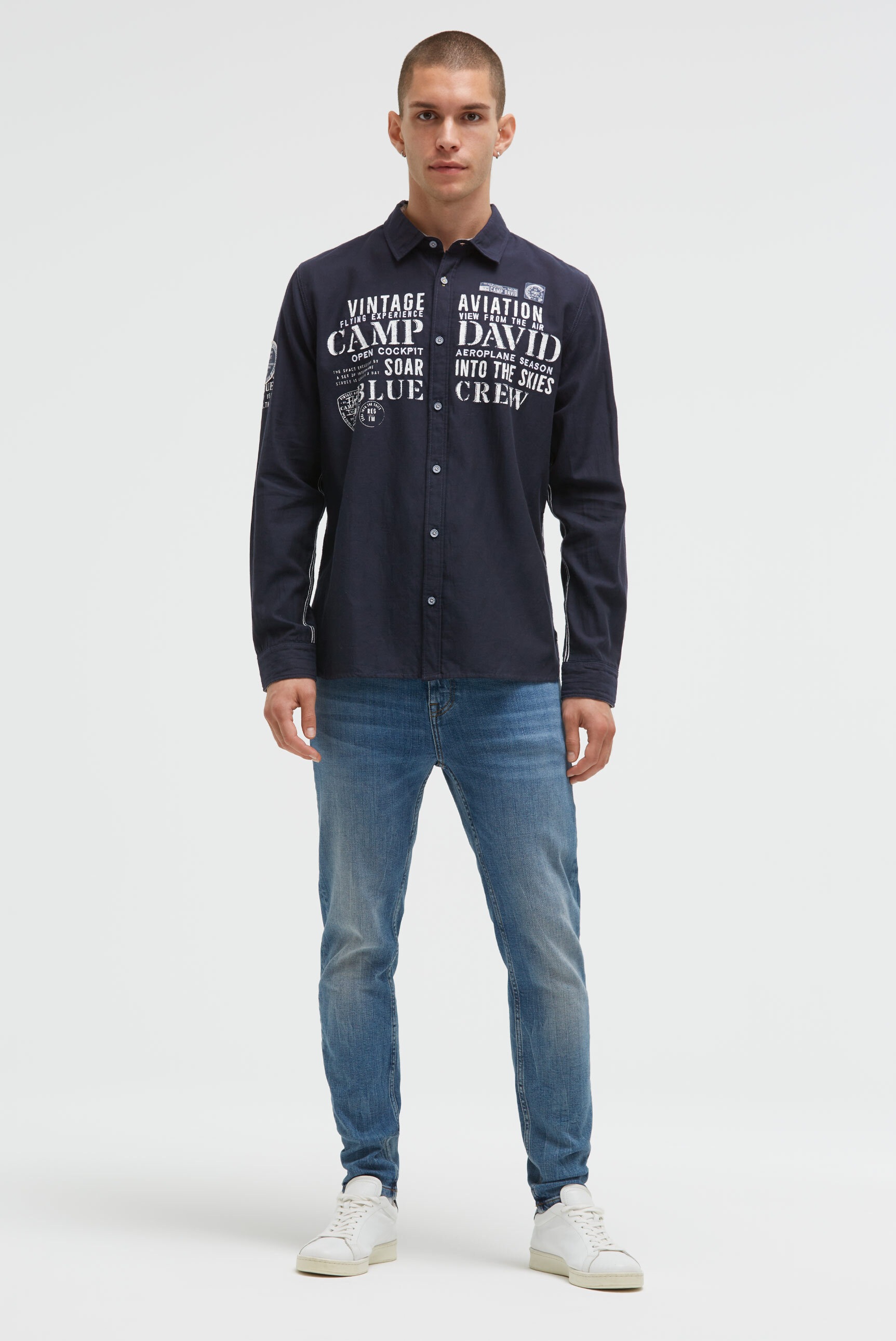 CAMP DAVID Langarmhemd aus Baumwolle