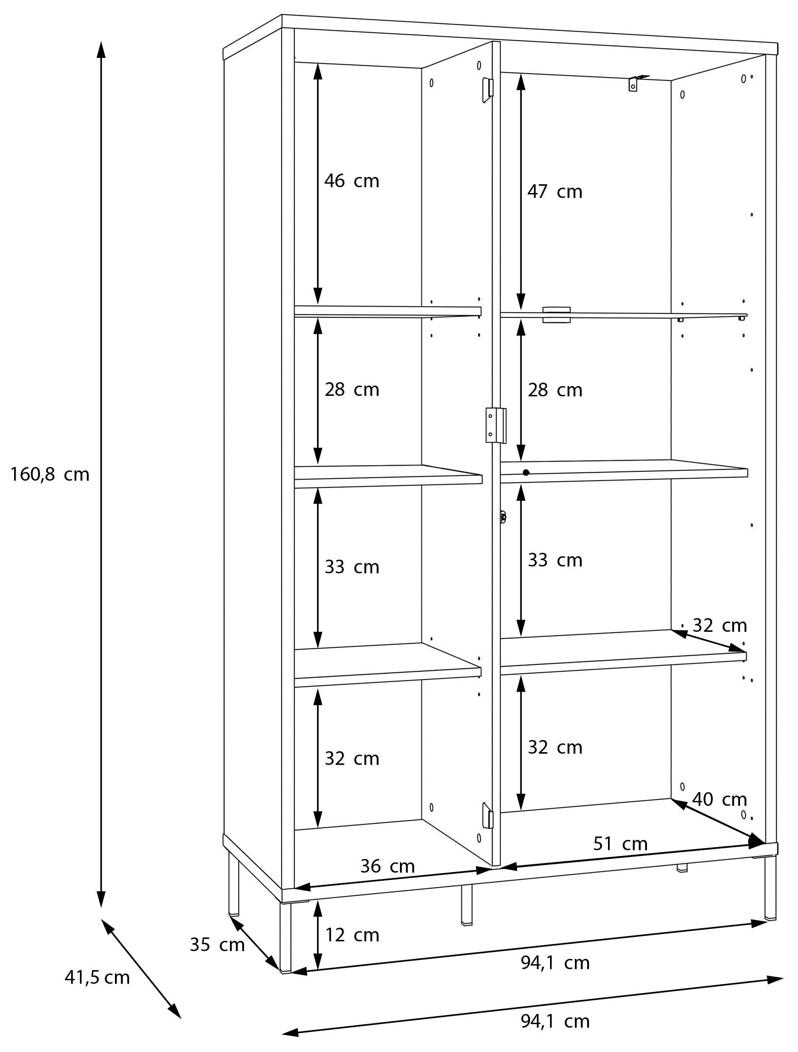 FORTE Highboard »Forte Seravel Highboard, Kashmir Beige/Mauvella Eiche opt. Beleuchtung« B/H/T 94,1/160,8/41,5 viel Stauraum, Lamellenoptik