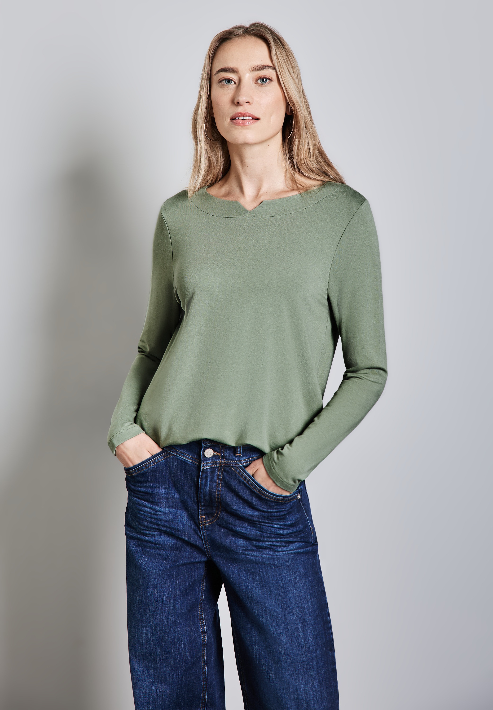 STREET ONE Langarmshirt, mit Elastiksaum günstig online kaufen