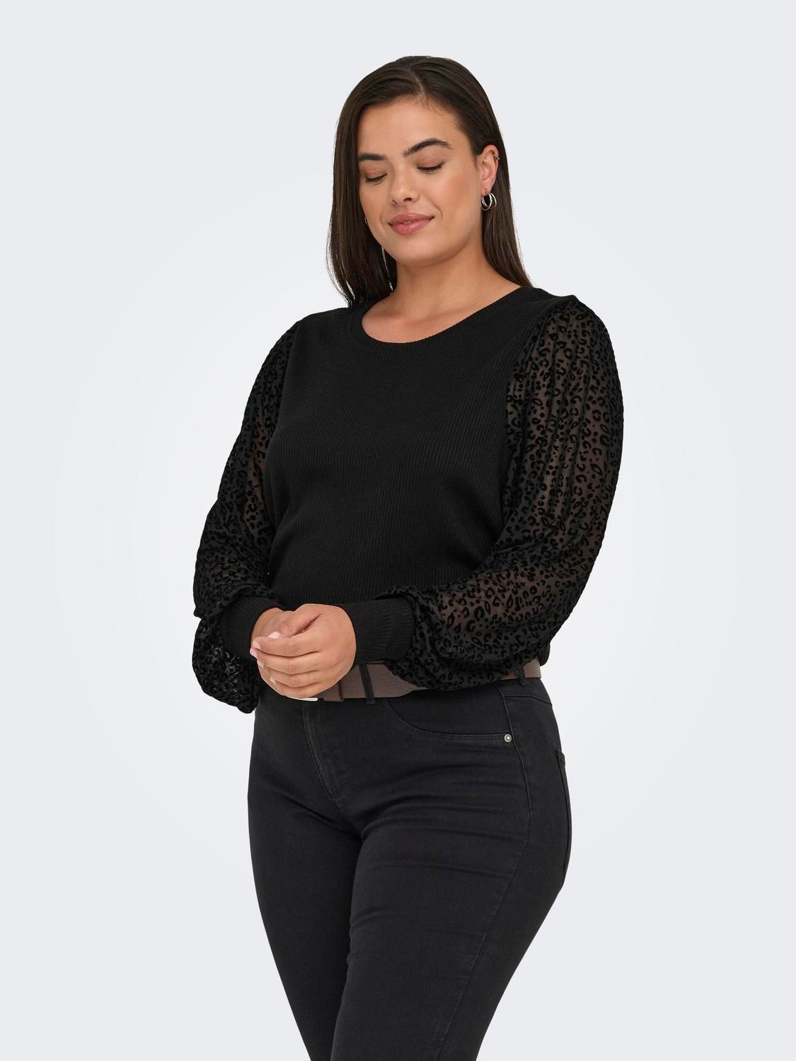 ONLY CARMAKOMA Langarmshirt "CARVELENA L/S O-NECK BLOUSE JRS" Meshärmel mit günstig online kaufen