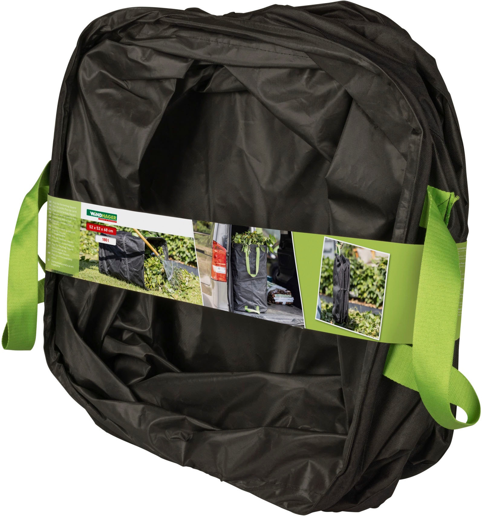 Windhager Gartensack »Pop-up Square aus hochwertigem Oxford 600D Gewebe« 1 tlg. selbststehender Laubsack 180 Liter, Gartenabfallsack wiederverwendbar