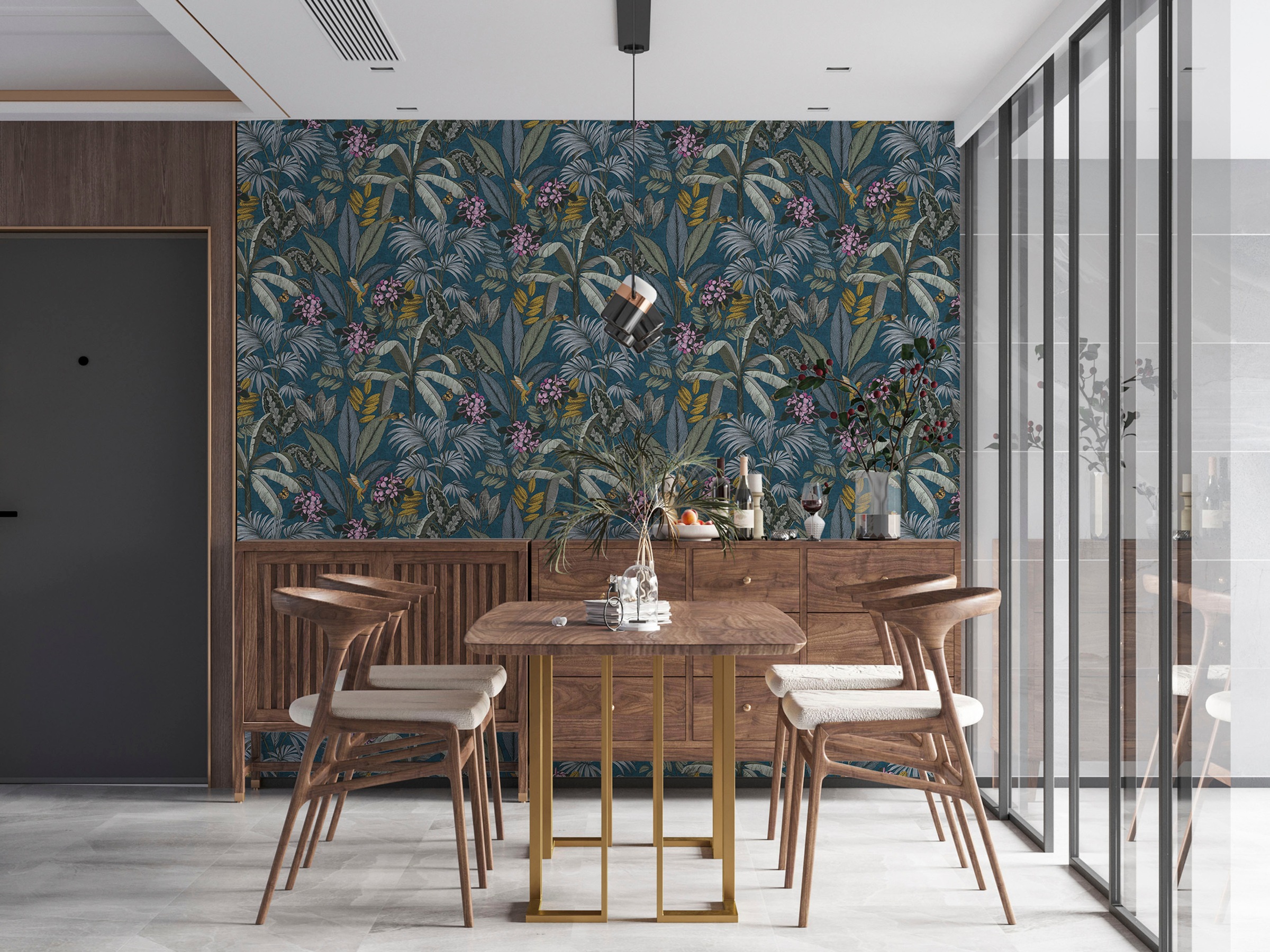 A.S. Création Vliestapete »PintWalls Dschungeltapete Floral«, matt-gemustert-neutral, Blätter Tapeten Wohnzimmer Schlafzimmer Küche modern Design Wandtapete
