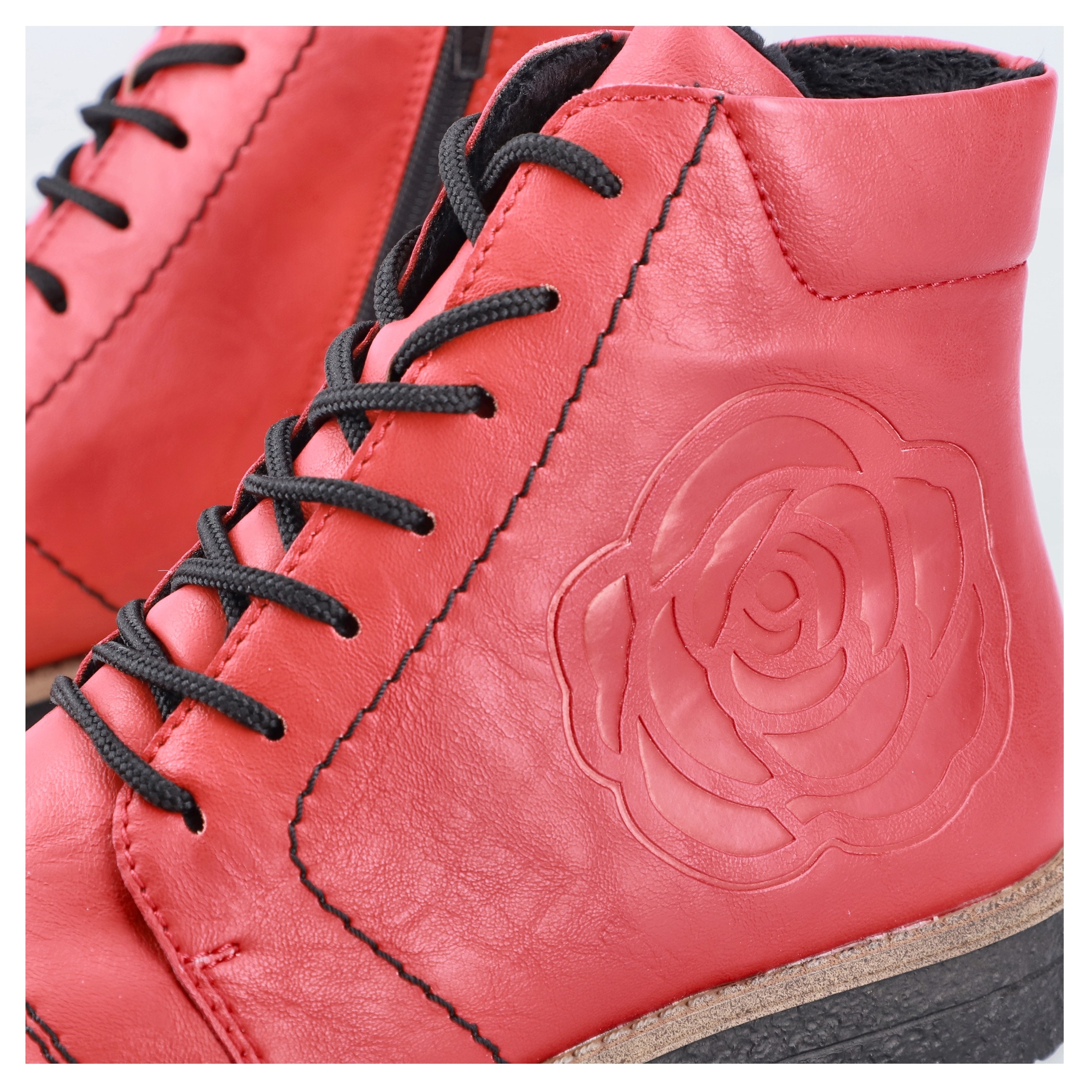 Rieker Schnürstiefelette, Schnürboots, Reißverschluss-Stiefelette, Blockabsatz, Rosenmuster
