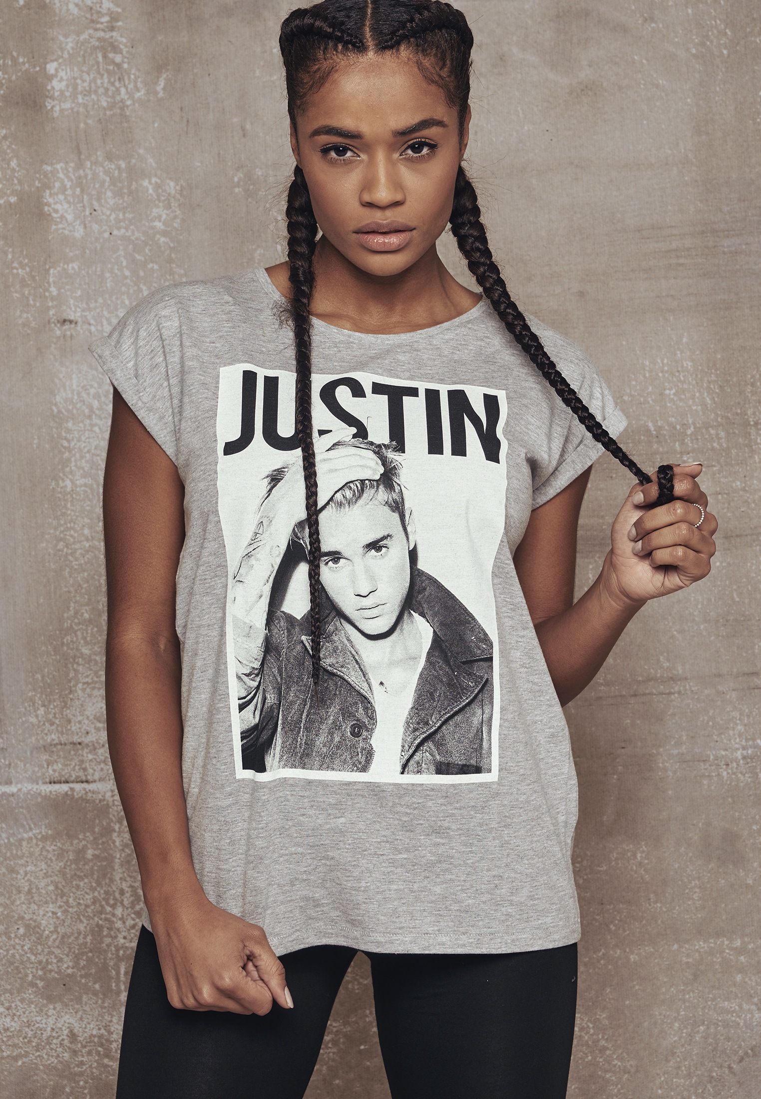 Merchcode Kurzarmshirt »Damen Ladies Justin Bieber Tee«, (1 tlg.)