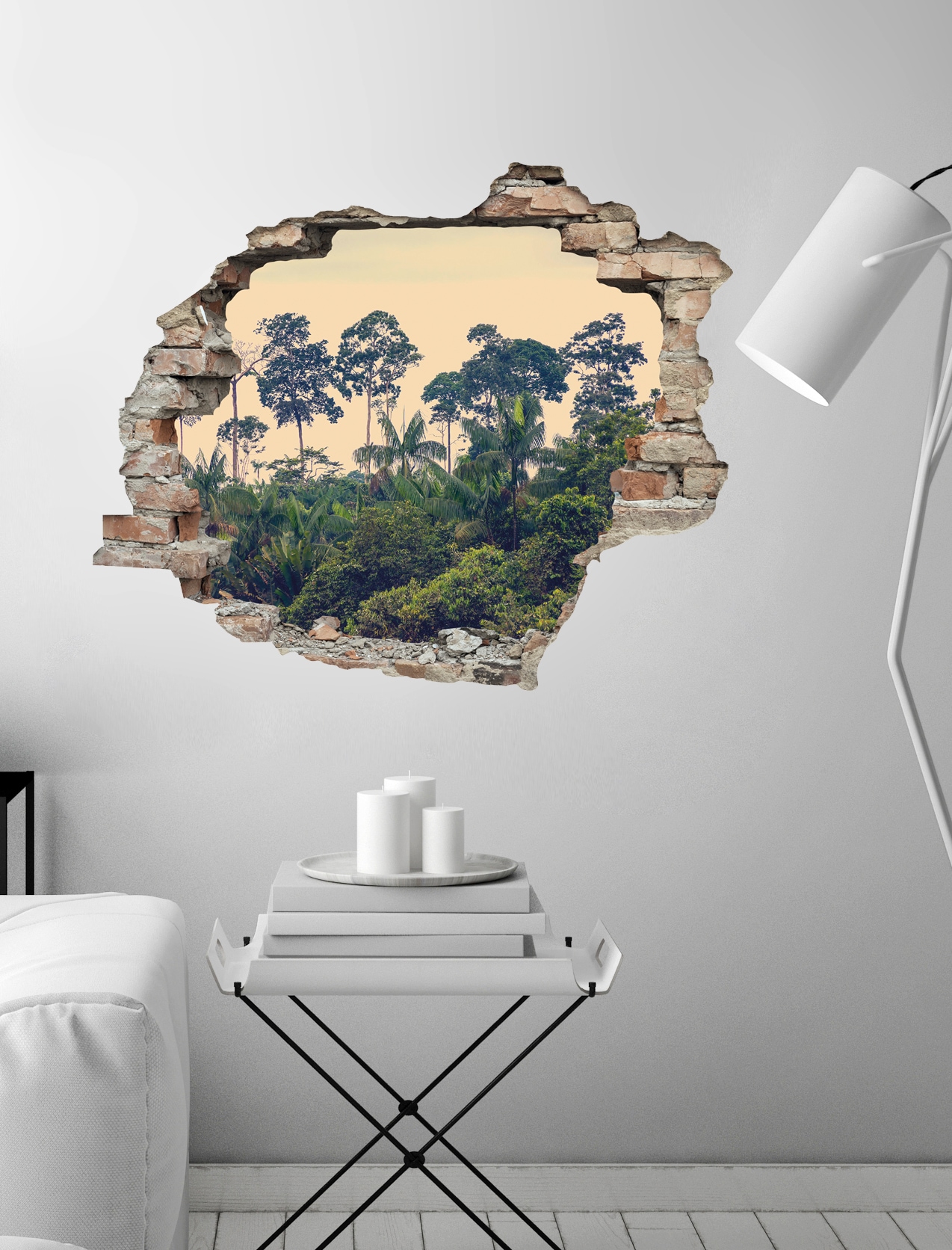 queence Wandtattoo »Regenwald«, (1 St.), Wandsticker, Wandbild, selbstklebend, 3D, Wanddurchbruch