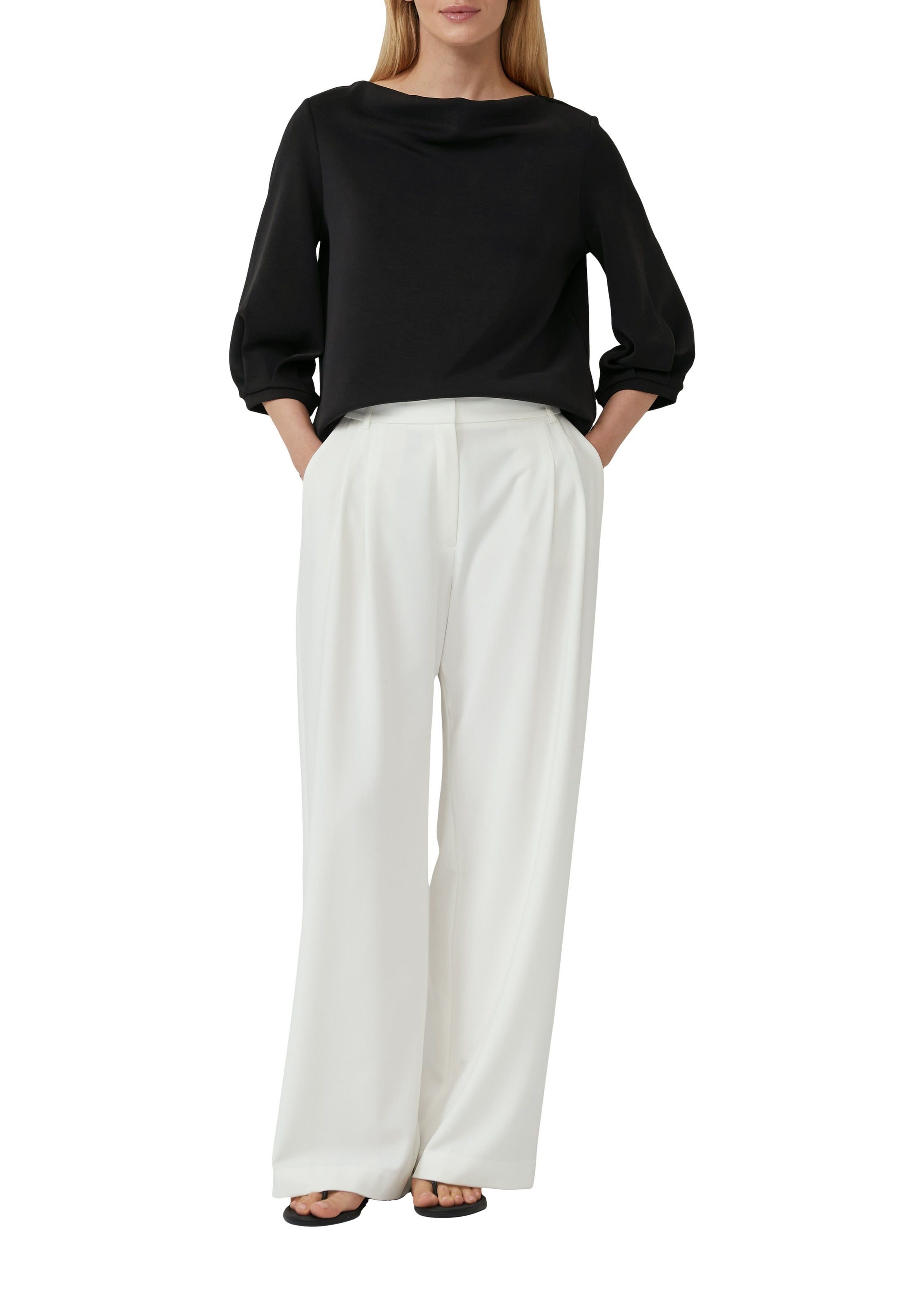 s.Oliver BLACK LABEL Sweatshirt, mit Wasserfall Ausschnitt günstig online kaufen