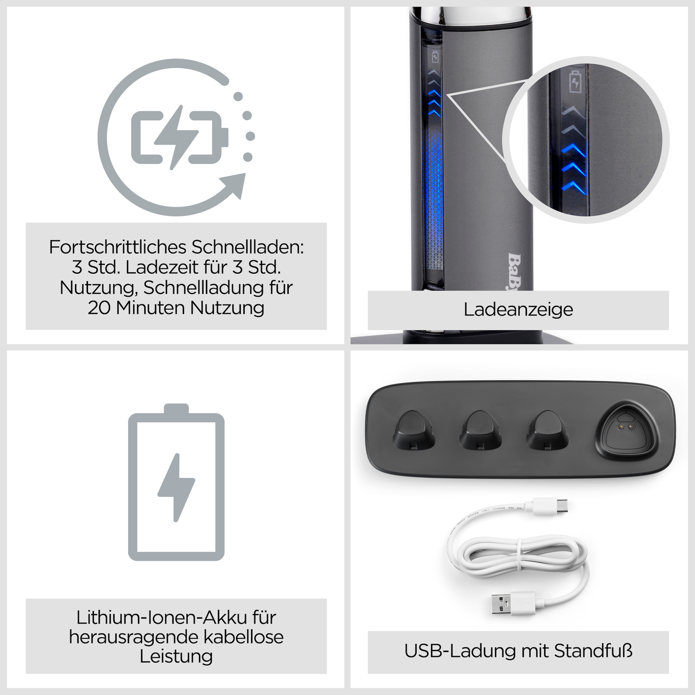 BaByliss Multifunktionstrimmer »BaByliss Super-X Metal 15-in-1 Multitrimmer für Bart & Körper, MT996E« 4 Aufsätze 15 Aufsätze und Kammführungen, USB-Ladestation, kabellos