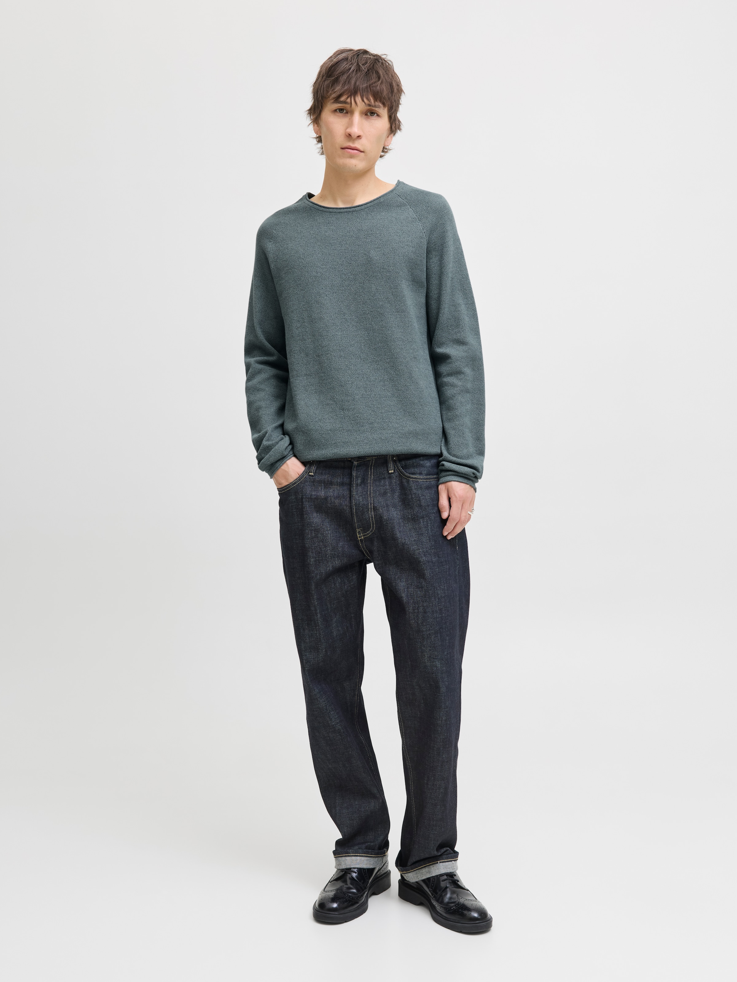 Jack & Jones Rundhalspullover »JJEHILL KNIT CREW NECK NOOS«, aus Strukturstrick