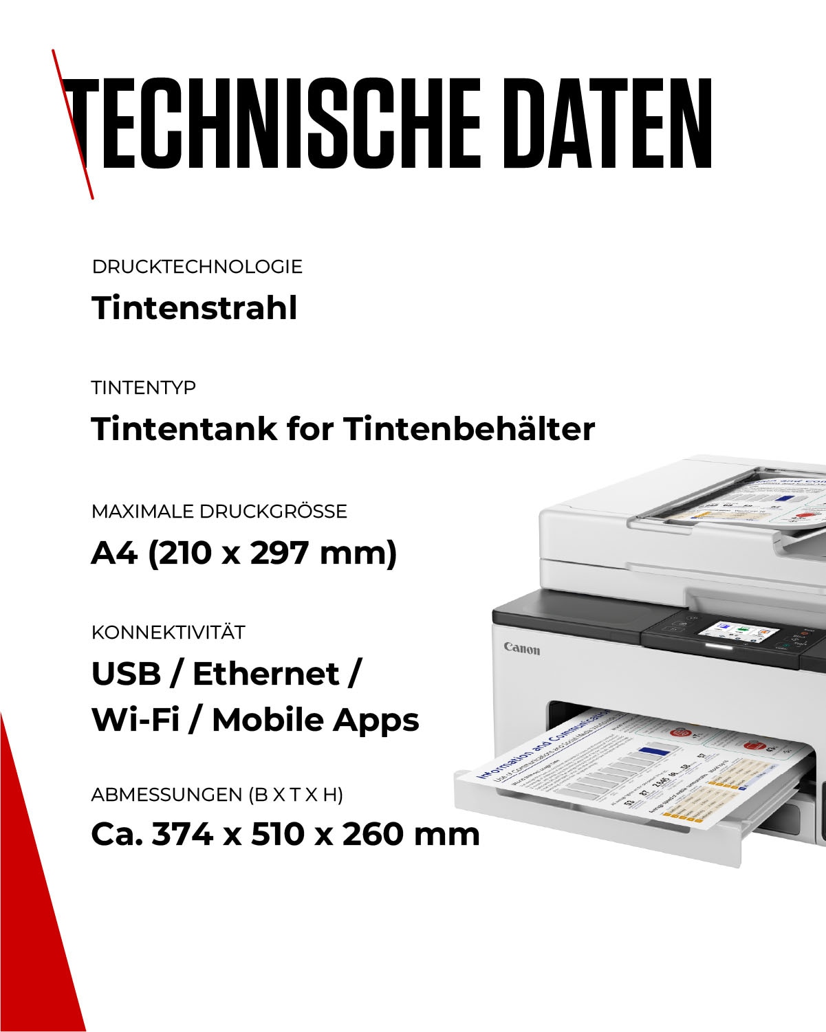 Canon Multifunktionsdrucker »MAXIFY GX2050« 4in1 Tintenstrahl-Multifunktionsgerät inkl. 2 Tintenflaschen (schwarz)