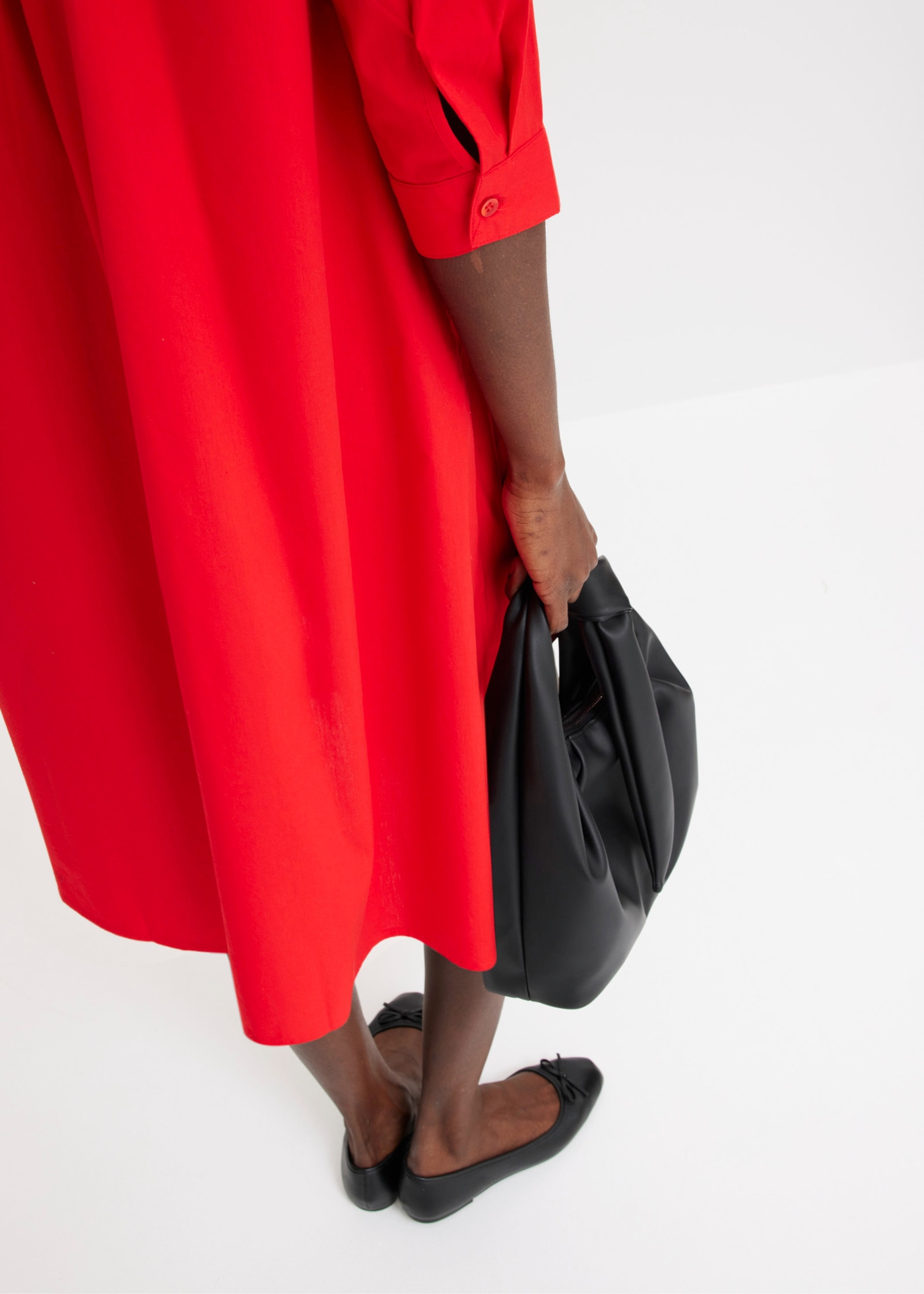 bonprix Hemdblusenkleid A-Linien-Passform, 3/4-Ärmel, mit Hemdblusenkragen