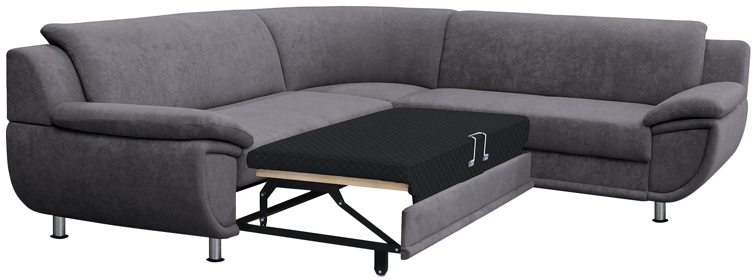 TRENDMANUFAKTUR Ecksofa »Rondo wahlweise mit Schlaffunktion, 267x247 cm (BxT), breite Armlehnen«, L-Form, wahlweise mit Federkern bestellbar, Füße chromfarben
