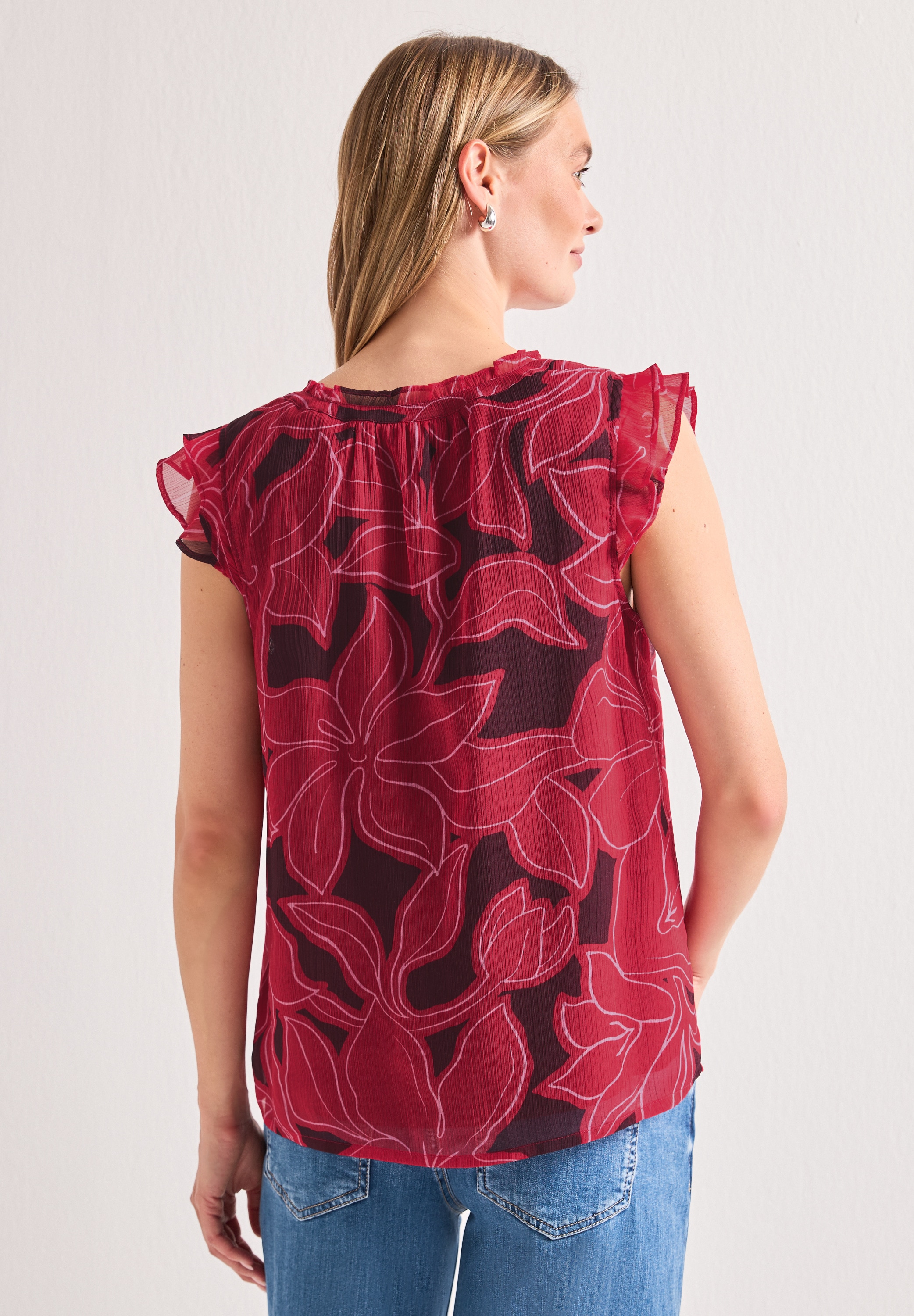 STREET ONE Blusentop mit Chiffon-Layer