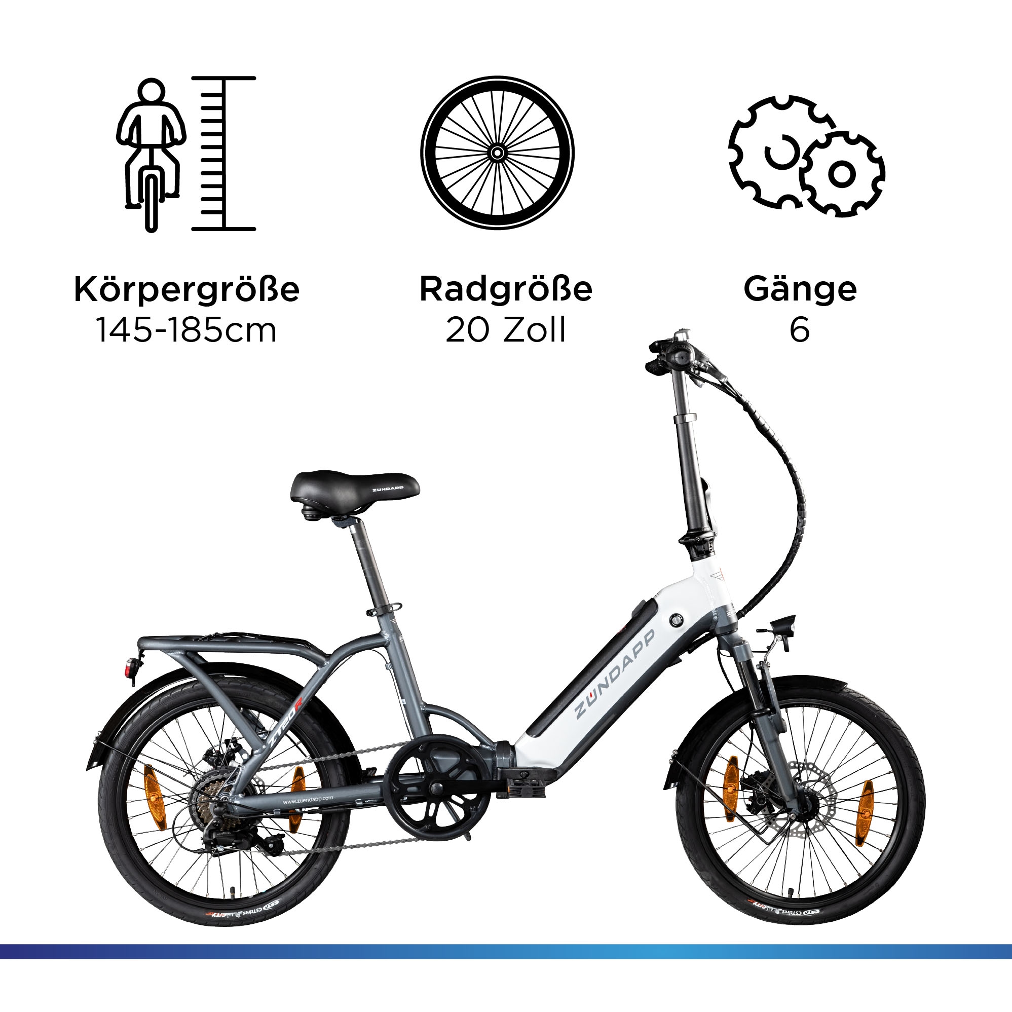 Zündapp E-Bike »ZT20R«, 6 Gang, Heckmotor 250 W, Pedelec, Elektrofahrrad für Damen u. Herren