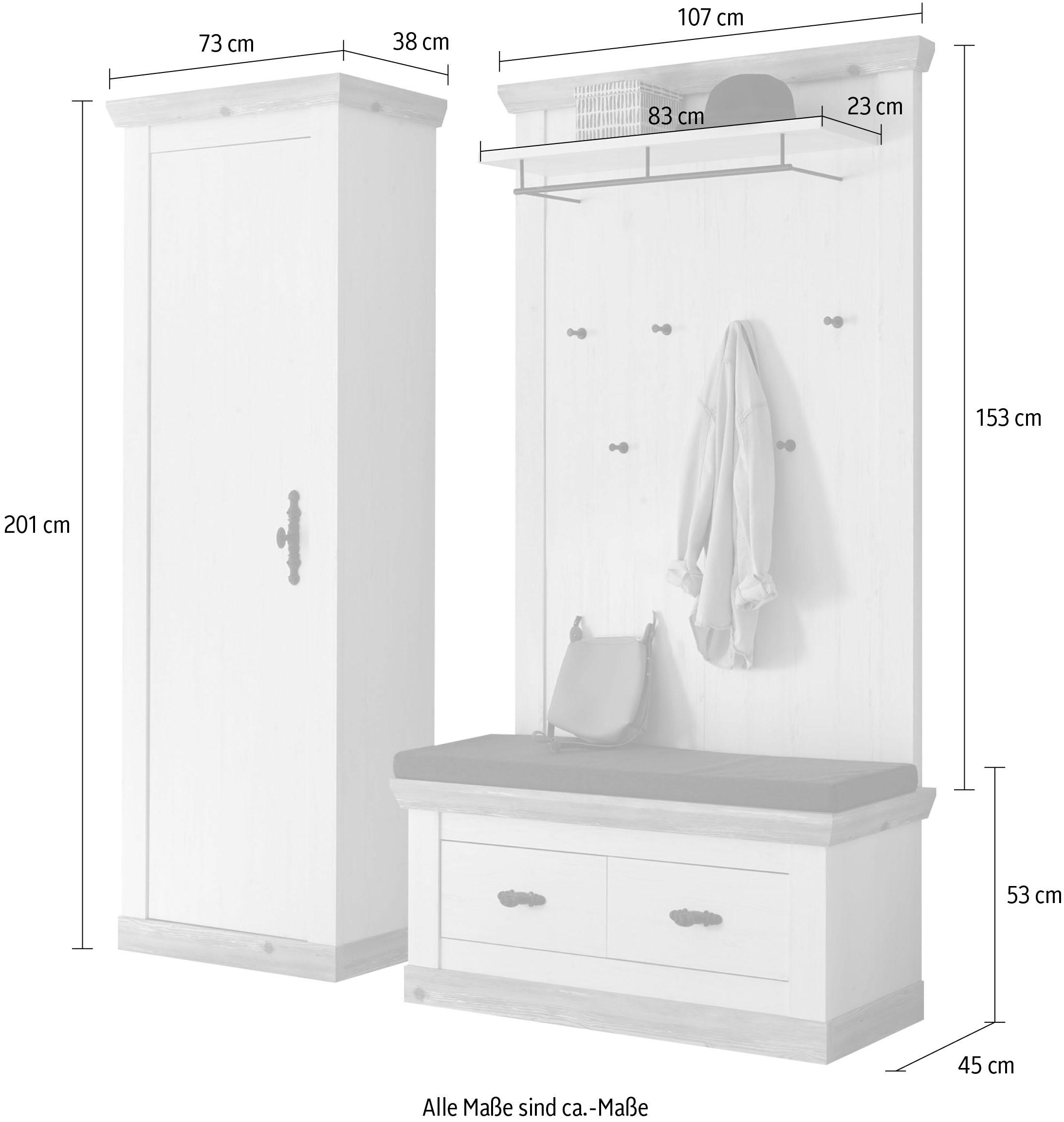 Home affaire Garderoben-Set »Florenz«, Paneel bestehend aus 1 BAUR | Stauraumschrank Bank, St.), 1 (3 kaufen und 1