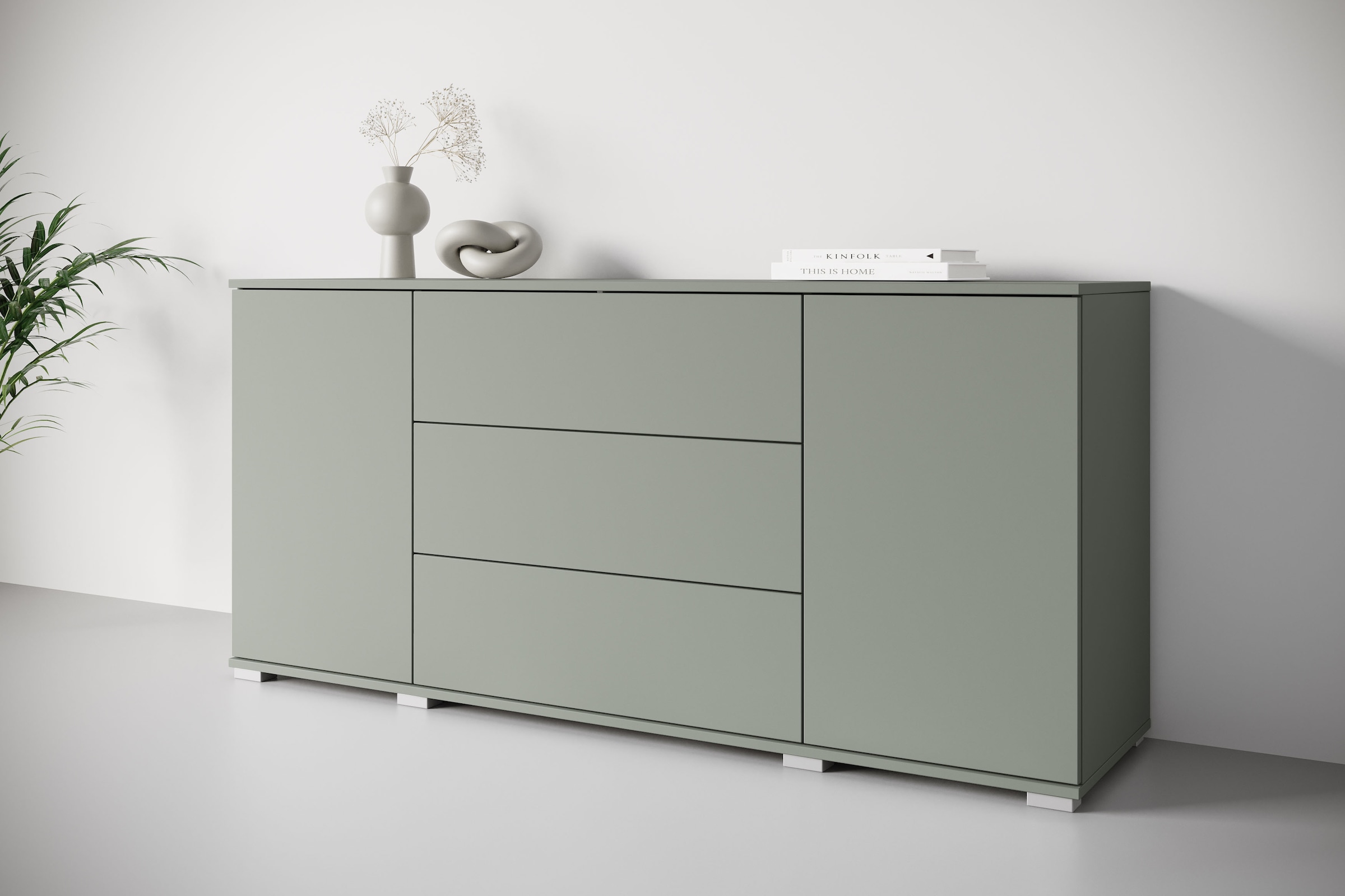 INOSIGN Sideboard »Kenia«, (1 St.), Modernes Sideboard mit 3 Schubladen und 4 Fächern, Breite 150 cm