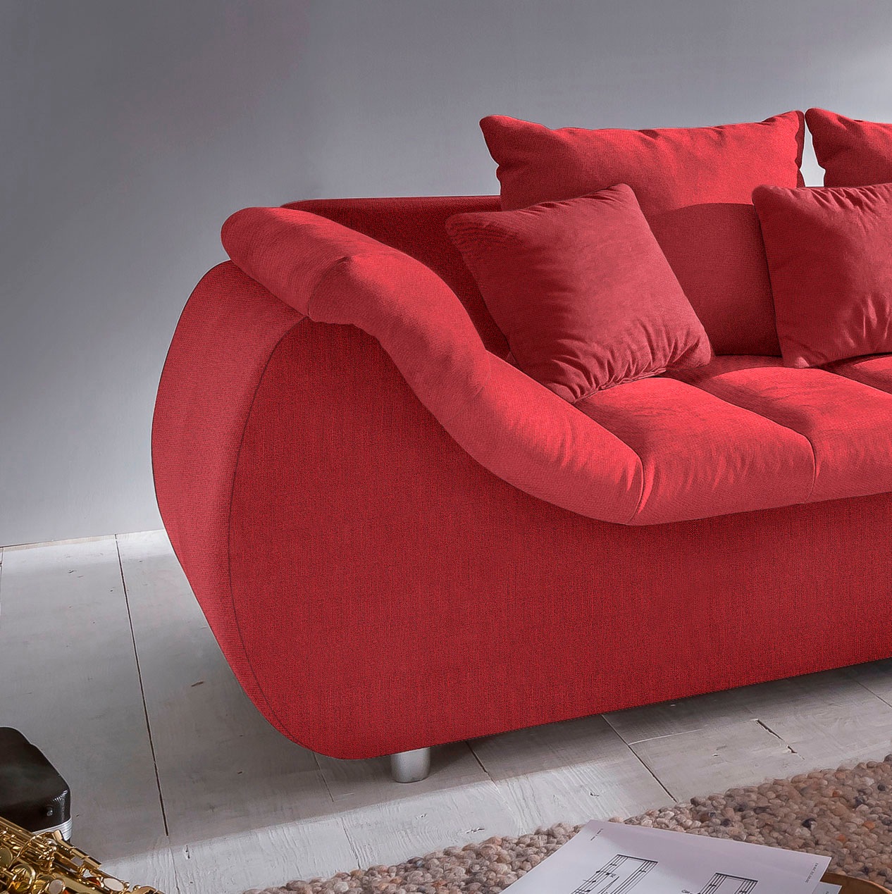 INOSIGN Ecksofa »Imola elegant und bequem, aktuelle Steppung im Sitz, L-Form«, wahlweise mit Bettfunktion