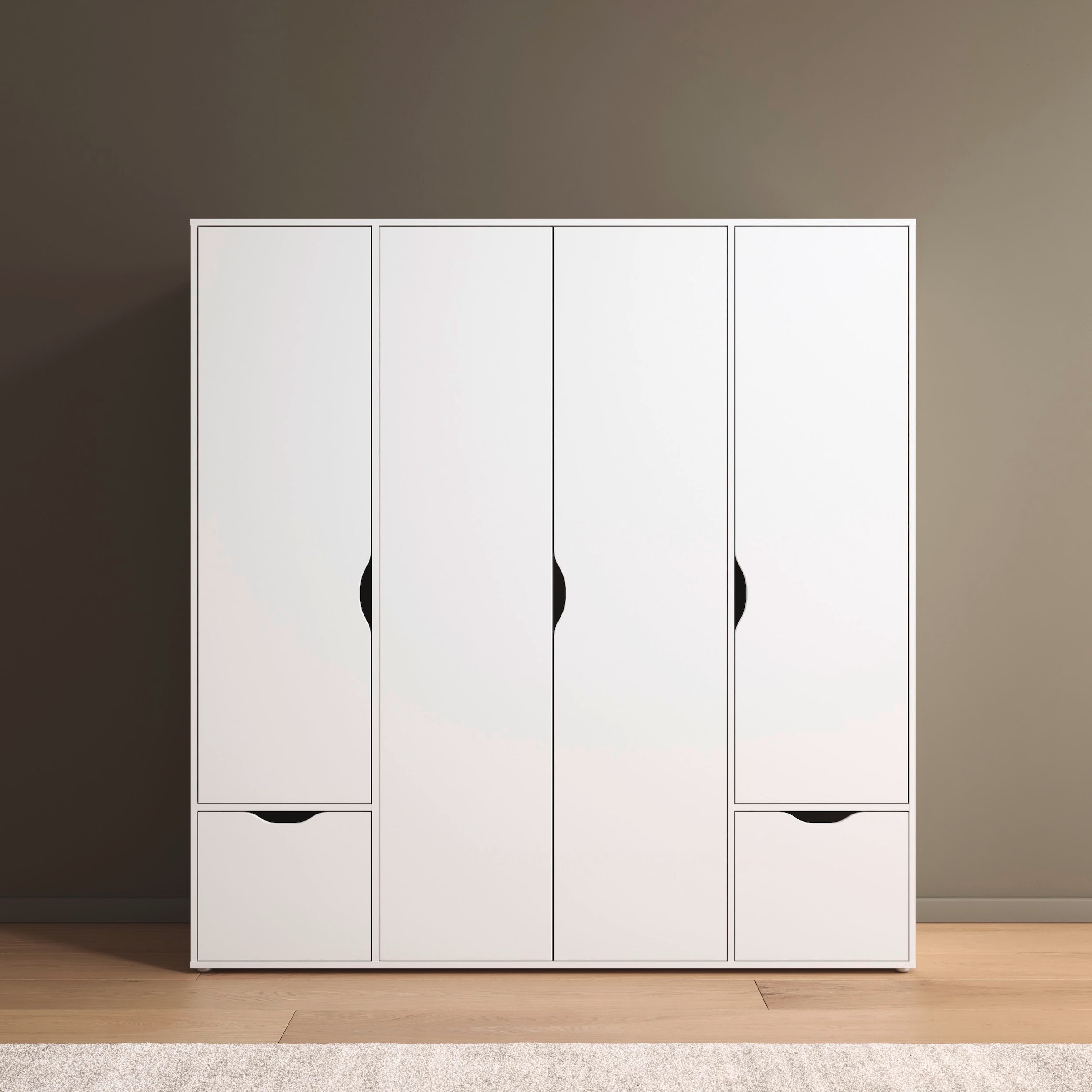 rauch Drehtürenschrank »Kleiderschrank Schrank Garderobe Wäscheschrank NARAI mit Schubladen«, (in 3 verschiedenen Ausstattungen BASIC/CLASSIC/PREMIUM), Griffausfräsungen für eine grifflose Optik TOPSELLER MADE IN GERMANY