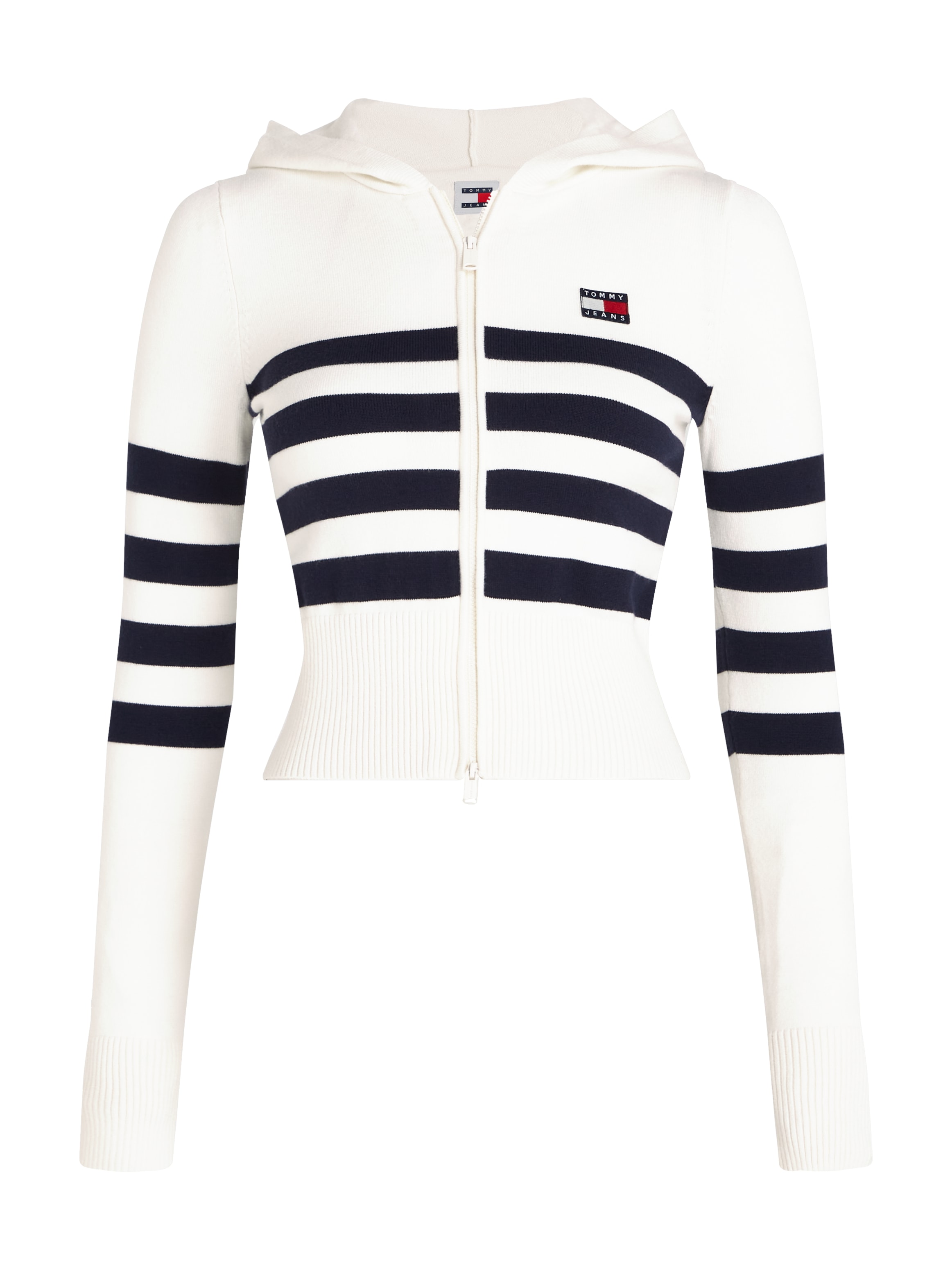 Tommy Jeans Sweatjacke »TJW STRIPE ZIP THRU BADGE HOOD«, mit Tommy Jeans Flagge