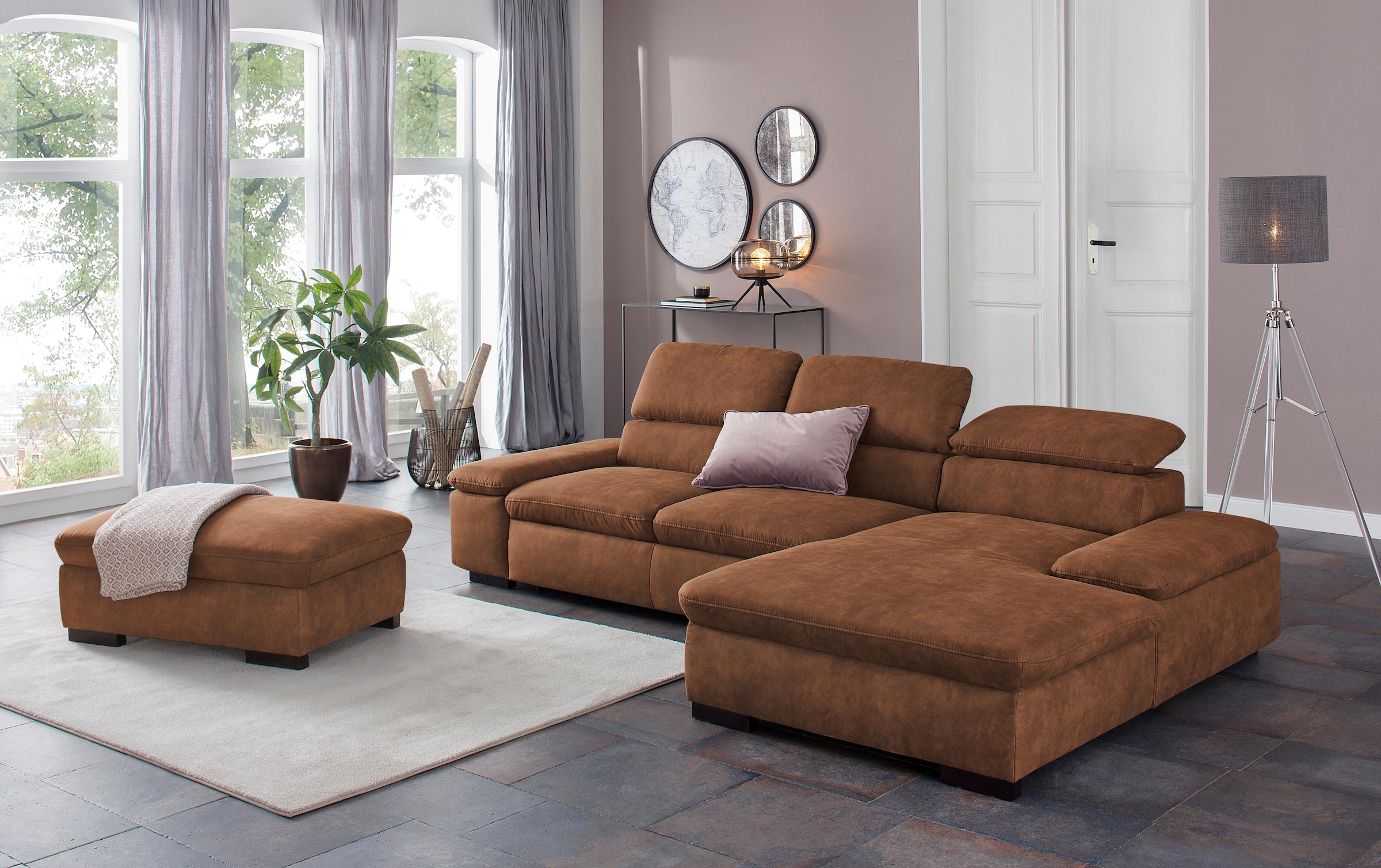 Home affaire Ecksofa »Alberto L-Form«, mit Kopfteilverstellung, wahlweise mit Bettfunktion