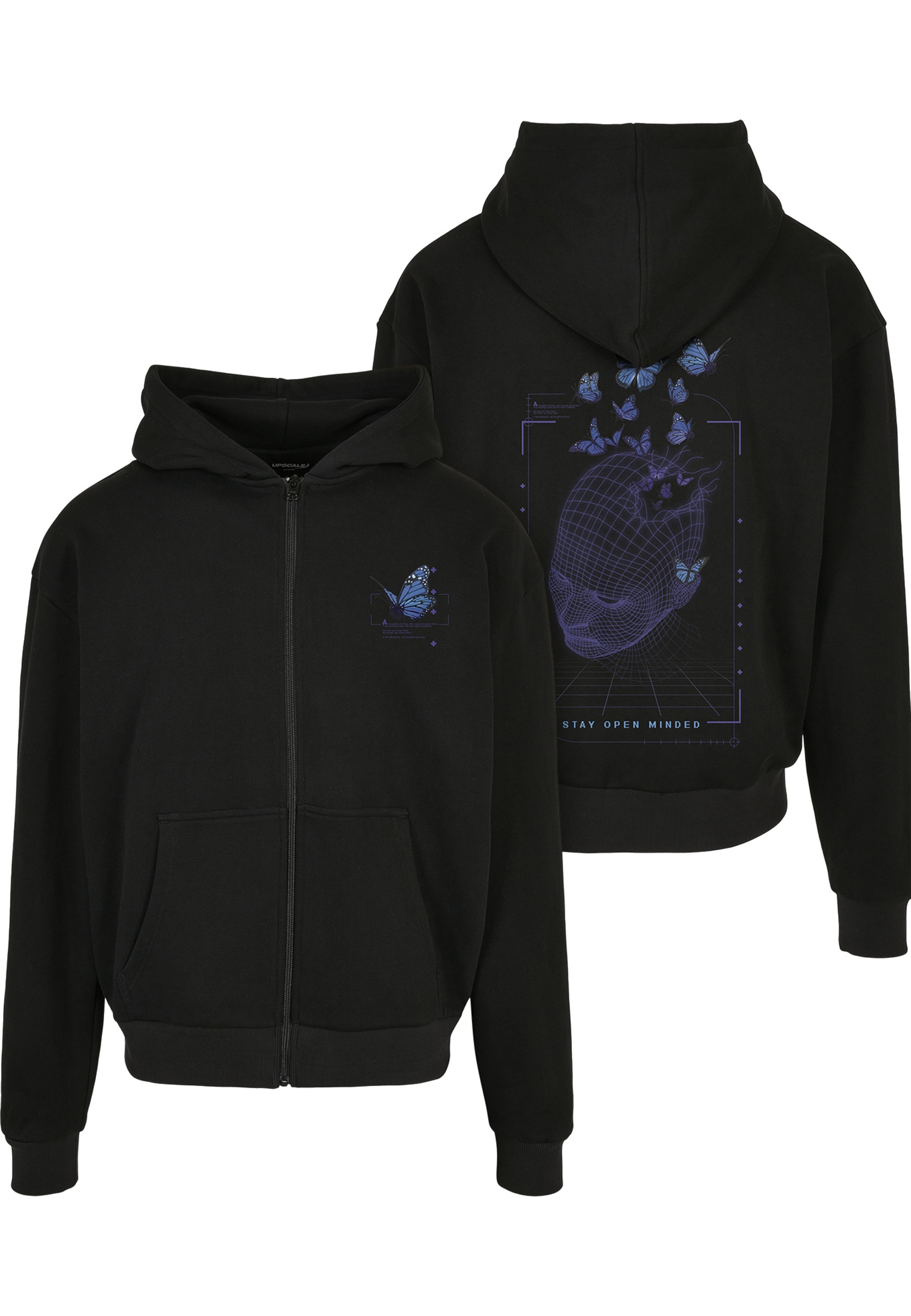 Upscale by Mister Tee Sweatjacke "Upscale by Mister Tee Herren Grid Head Butterfly Oversize Hoody"