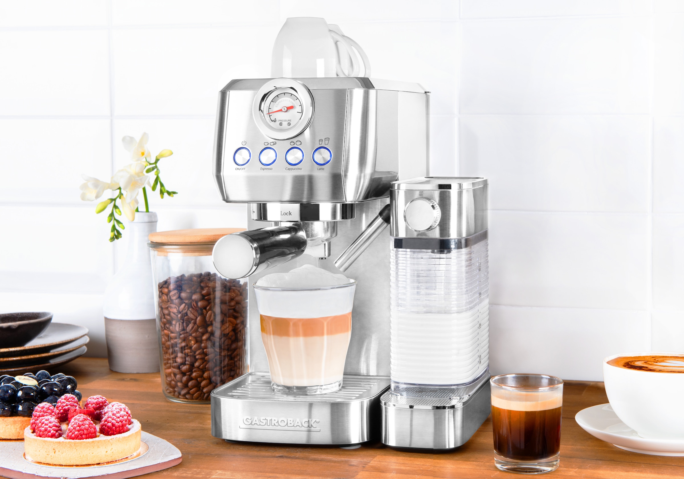 Gastroback Espressomaschine »42722 DESIGN ESPRESSO PICCOLO PRO M«, mit integriertem, automatischem Milchaufschäumer
