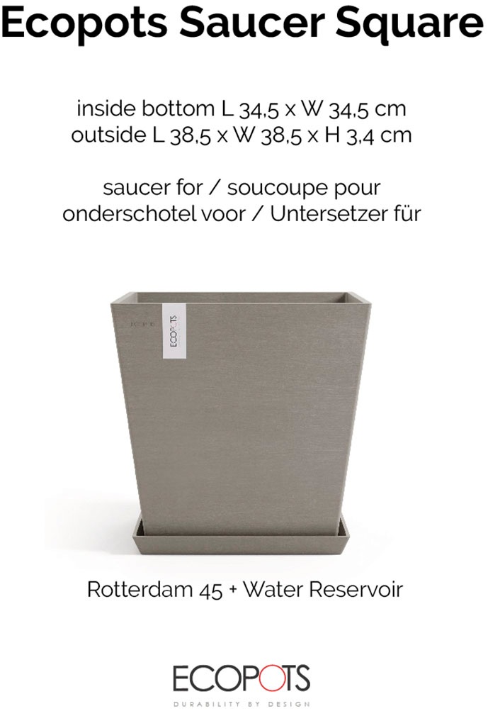 ECOPOTS Topfuntersetzer »Quadratisch 45 Taupe« für innen und außen: frostsicher, bruchsicher und lichtbeständig
